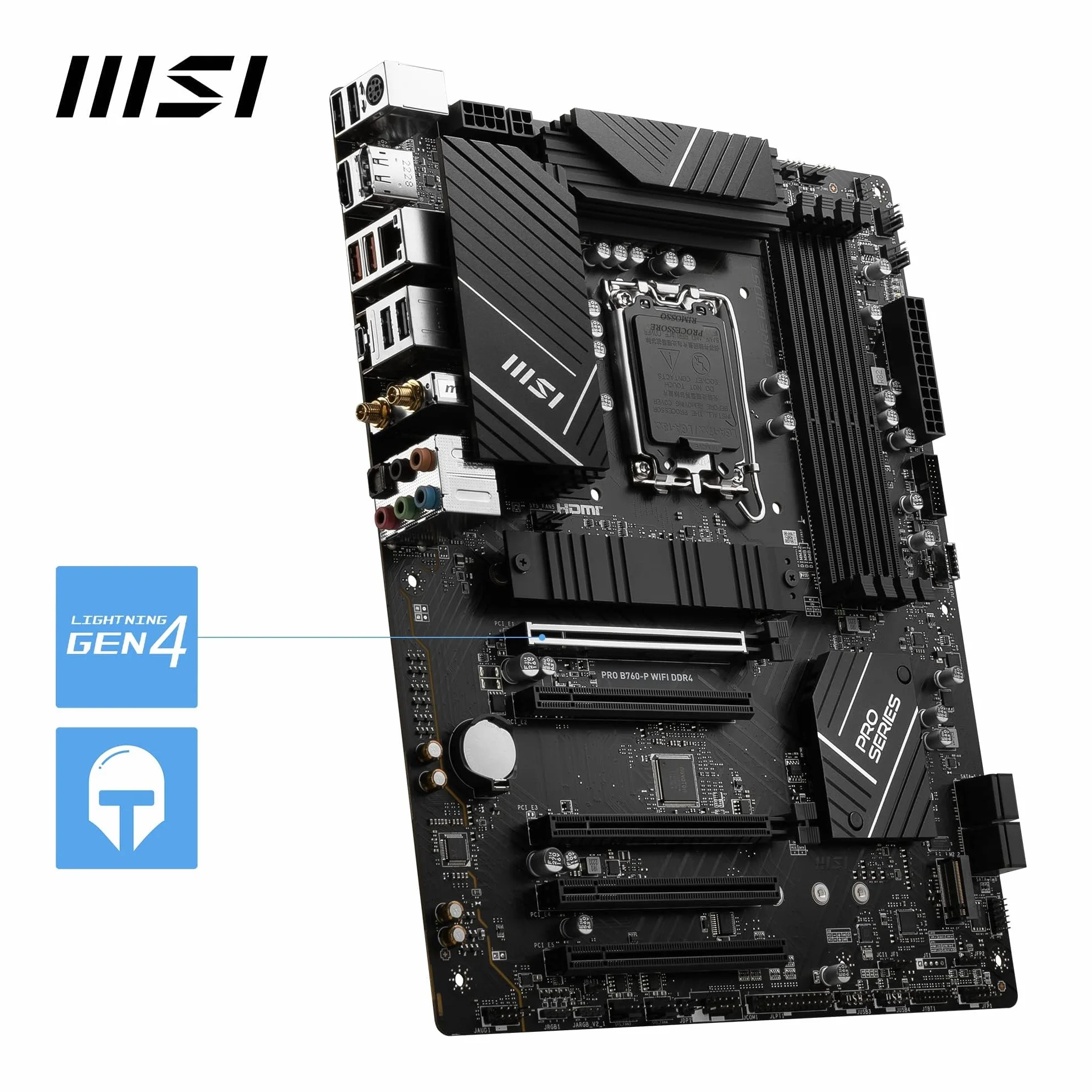 MSI PRO B760-P WIFI DDR4 Scheda Madre ATX - Supporta Intel 12° & 13° Gen, LGA 1700 - DDR4 Memory Boost 5333+MHz/OC, PCIe 4.0 x16 Slots, M.2 Gen4 Slots, 2.5G LAN, Wi-Fi 6E