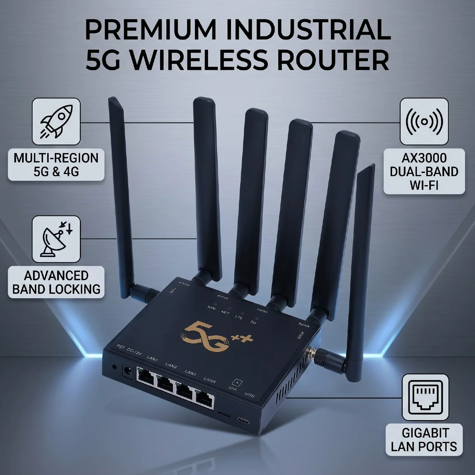 YUYTE Router 5G SA NSA Router Industriale per Schede SIM Wireless Dual Band Gigabit WiFi per Europa Asia Africa Australia