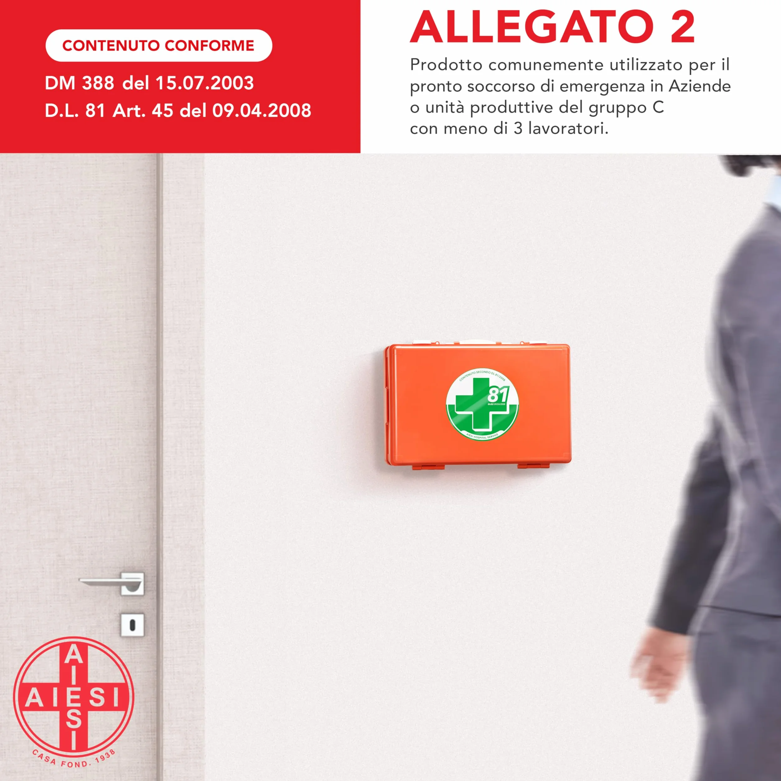 AIESI Cassetta medica pronto soccorso DM388 DL81 con ALLEGATO 2 aziende