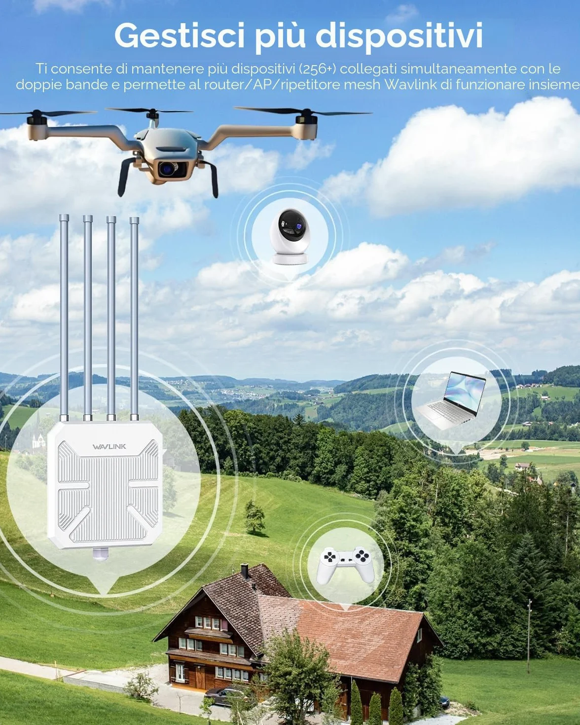 Wavlink AX3000 Mesh – Punto di accesso WiFi a lunga portata – ideale per grandi aree