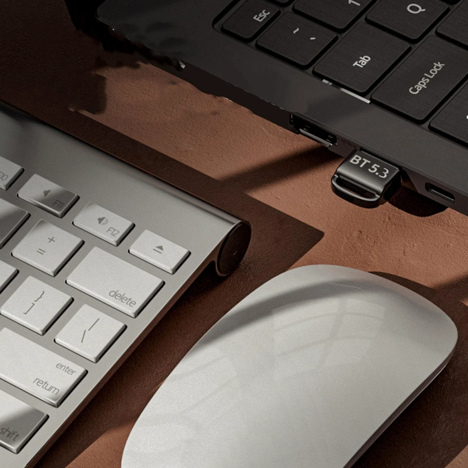 5.3 Adattatore Bluetooth per PC Desktop, Ricevitore Dongle USB Trasmettitore Tastiera per Audio Bluetooth, Telefono Cellulare, Mouse e Tastiera