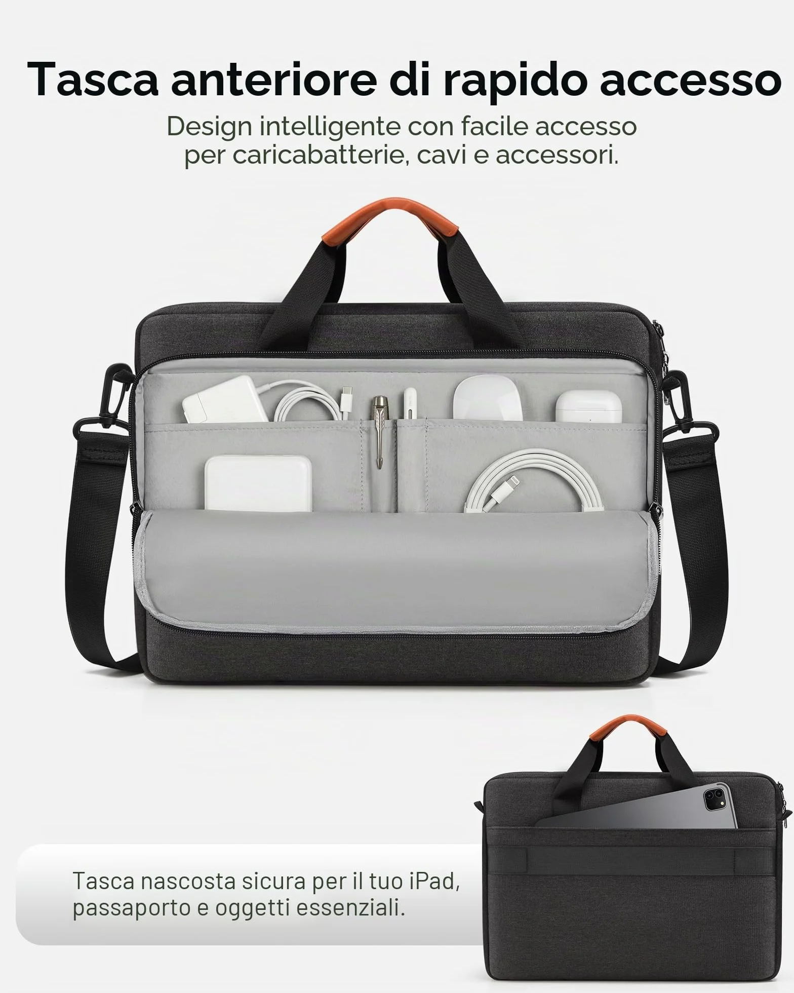 bagasin Borsa per laptop, valigetta per computer portatile compatibile da 15,6" a 17,3", borsa a tracolla estensibile, borsa messenger, borsa da trasporto per notebook e PC