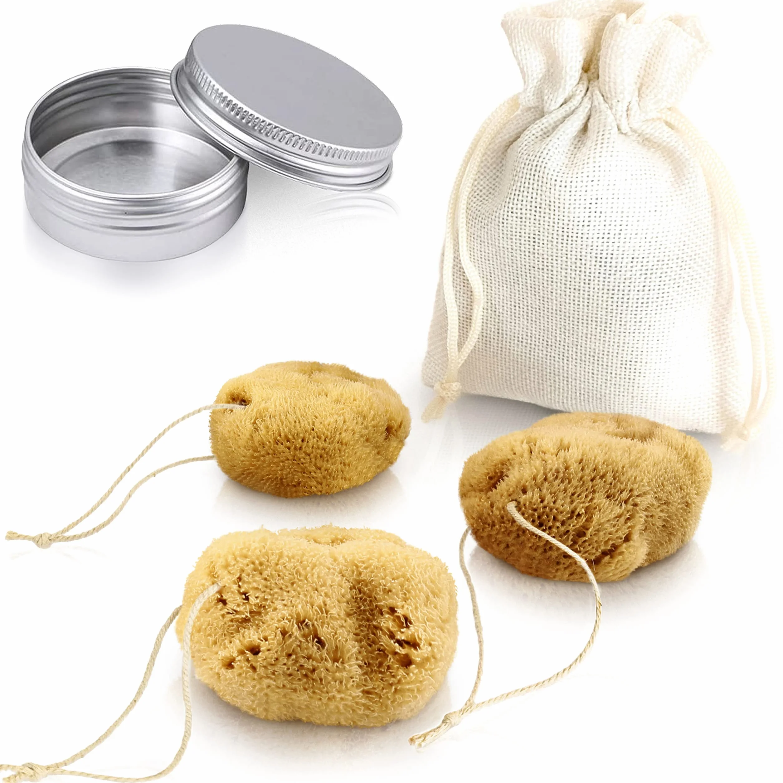 tom&pat Spugna mestruale naturale con filo riutilizzabile e lavabile Taglia S 3 x 3-5 cm