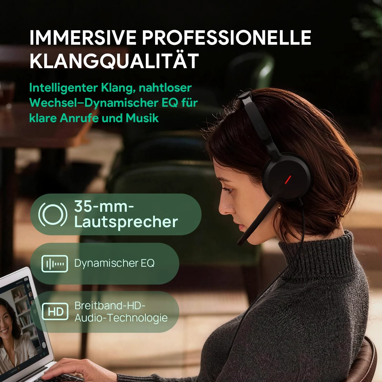 Yealink UH44 Cuffie con microfono, mono, auricolare Teams con cavo USB-C/A e cancellazione del rumore per PC, call center, ufficio e segnalazione di occupato.