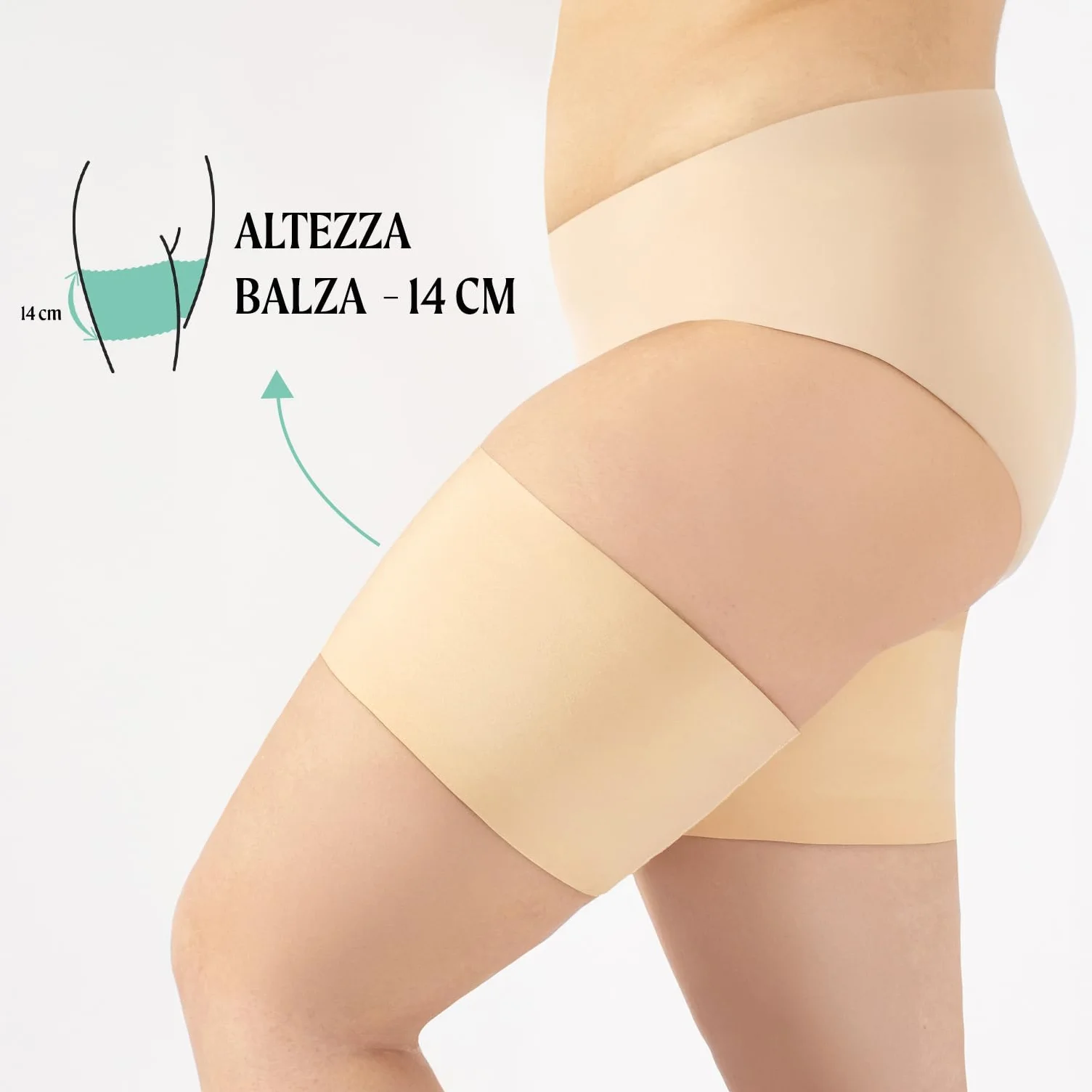 CALZITALY Bande Anti Sfregamento Lisce Fasce Elastiche per Cosce Curvy Nero Naturale Made in Italy