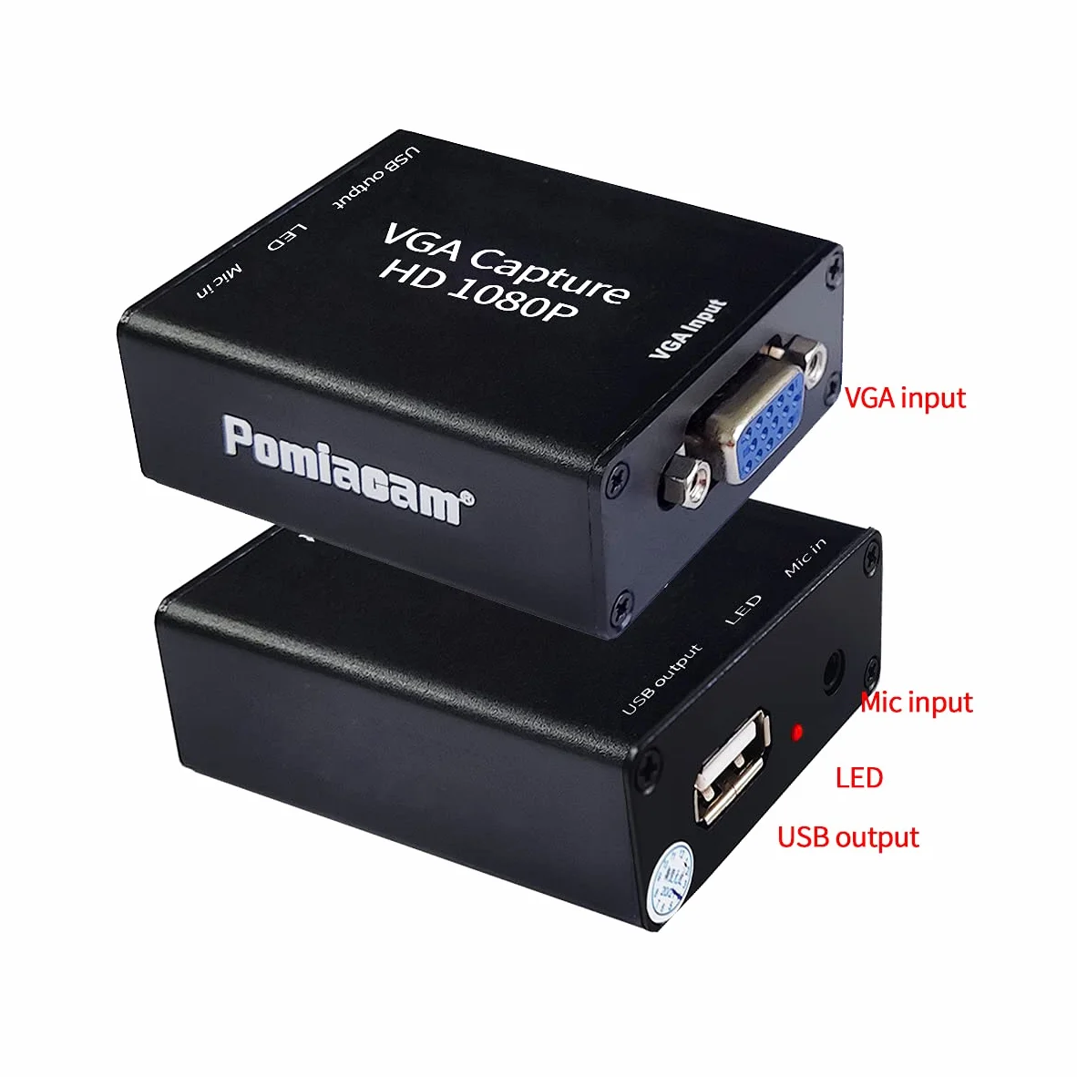 Convertitore video VGA a USB 2.0, dispositivo di acquisizione audio e video, plug-and-play, strumento di acquisizione video HD 1080p senza unità USB per Windows, Linux e Android