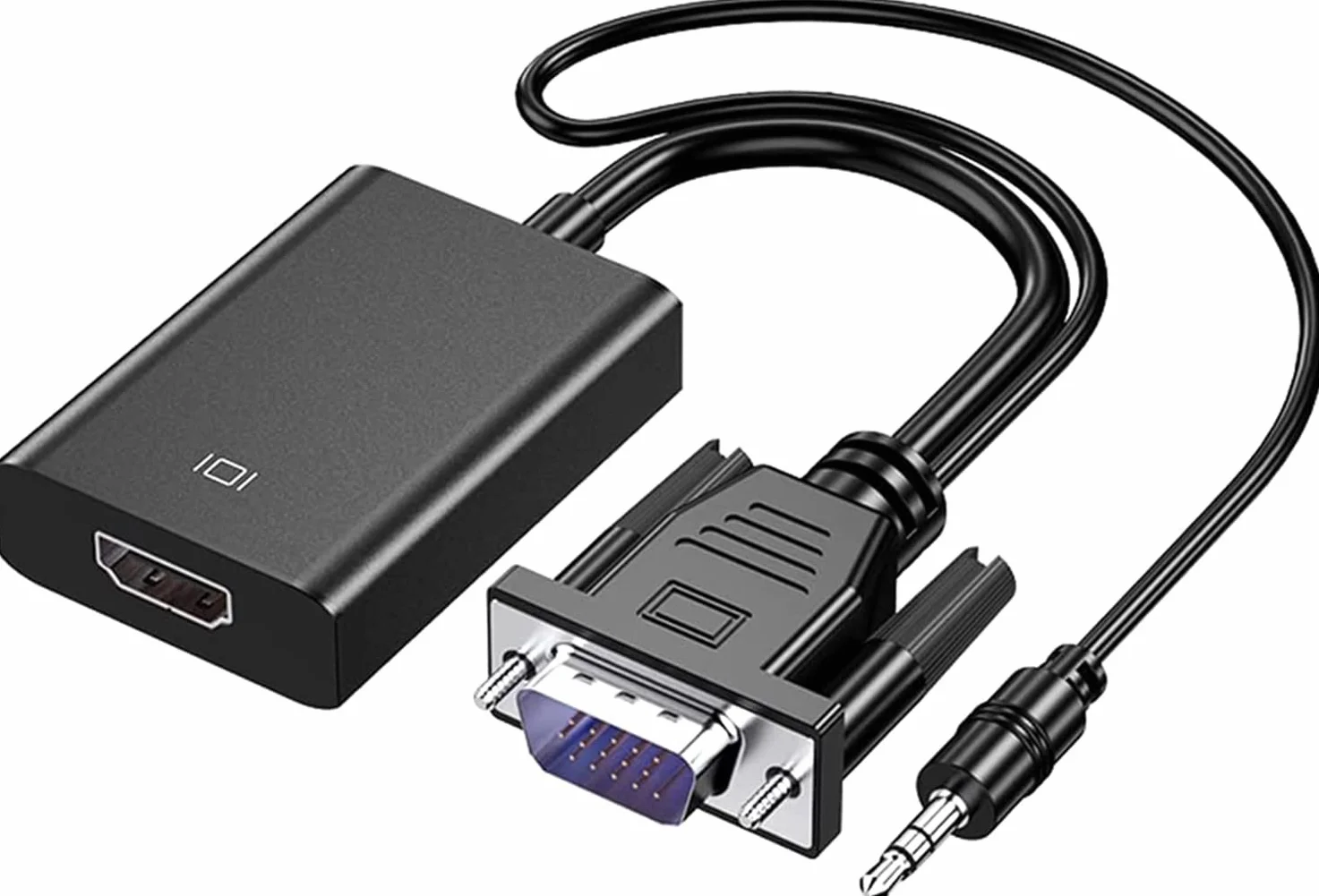 Adattatore da VGA a HDMI, Convertitore da VGA Maschio a HDMI Femmina con Cavo Audio da 3,5 mm e Cavo di Alimentazione Convertitore da VGA to HDMI per Monitor Proiettore TV