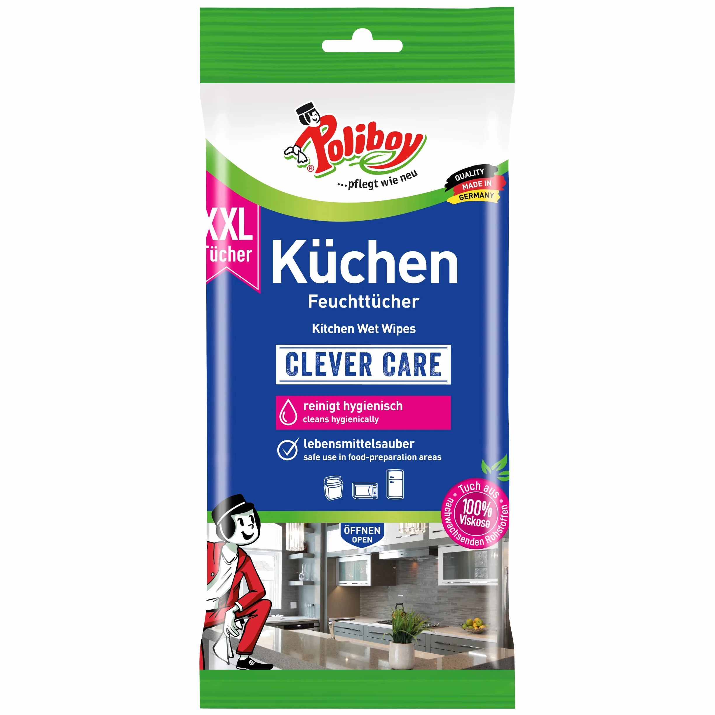 Poliboy salviettine umidificate da cucina XXL 1 x 24 panni Made in Germany