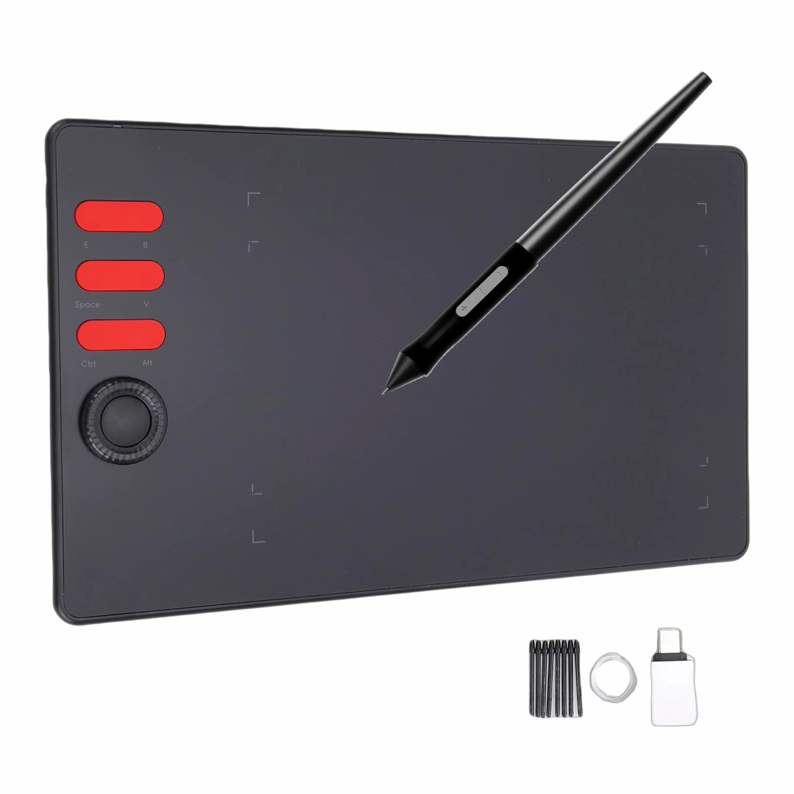 Oumefar Tavoletta Grafica con Area Attiva da 7,68x4,80 Pollici (Q5) | Stilo sensibile alla pressione, 16384 livelli di pressione, 6 tasti di scelta rapida, compatibile con , Windows,