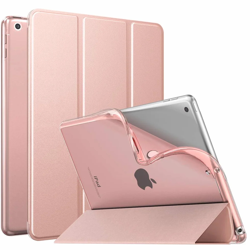 MoKo Cover per iPad 10,2" 9a Gen. 2021 8a Gen. 2020 7a Gen. 2019 Custodia Ultra Sottile Leggero Tri-fold Auto Sveglia/Sonno Retro TPU, Oro Rosa
