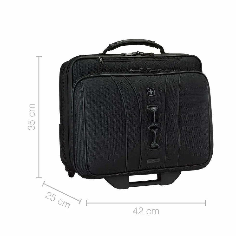 WENGER Legacy Black Series Cartella con Ruote, Borsa Trolley Porta PC, Notebook 15,6”, 29 l, Ufficio Lavoro Università Scuola, Nero, 653631