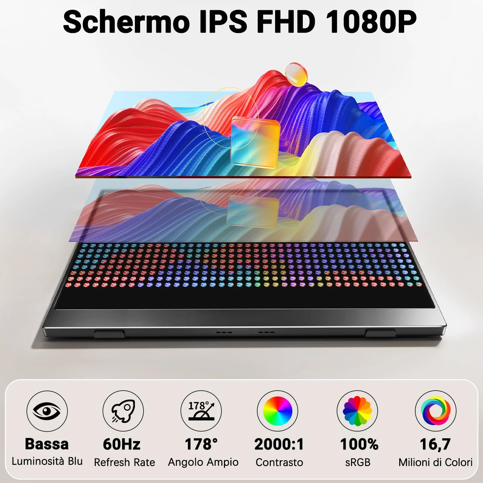 COOLHOOD Monitor Portatile 15,6 Pollici IPS, FHD 1080P 100% sRGB, Schermo Esterno USB-C/Mini HDMI, Compatibile con Laptop/PC/Telefono/PS5