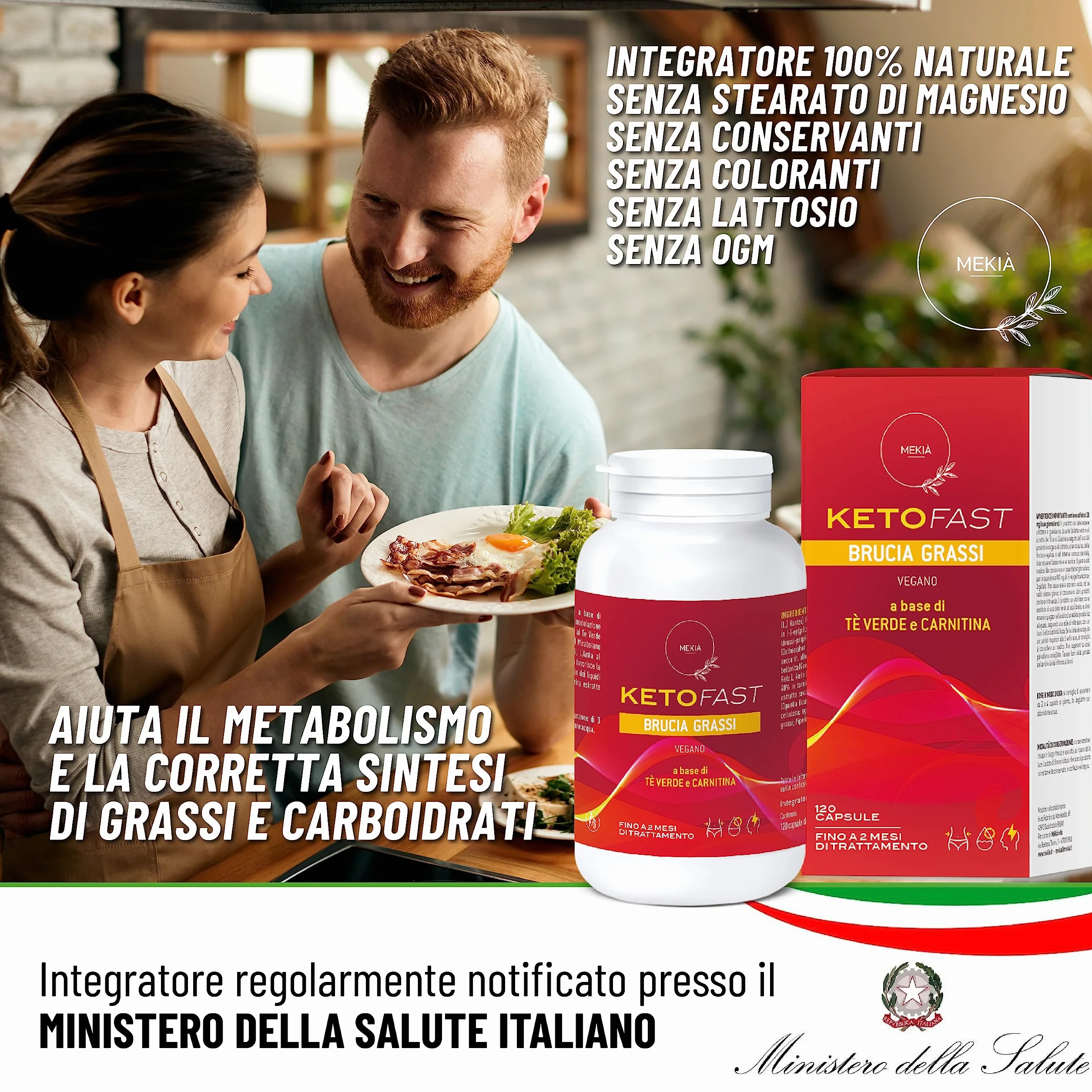 Integratore Alimentare Carnitina Garcinia Cambogia Tè Verde Piperina – 120 Capsule Alta Concentrazione per Metabolismo e Controllo Peso