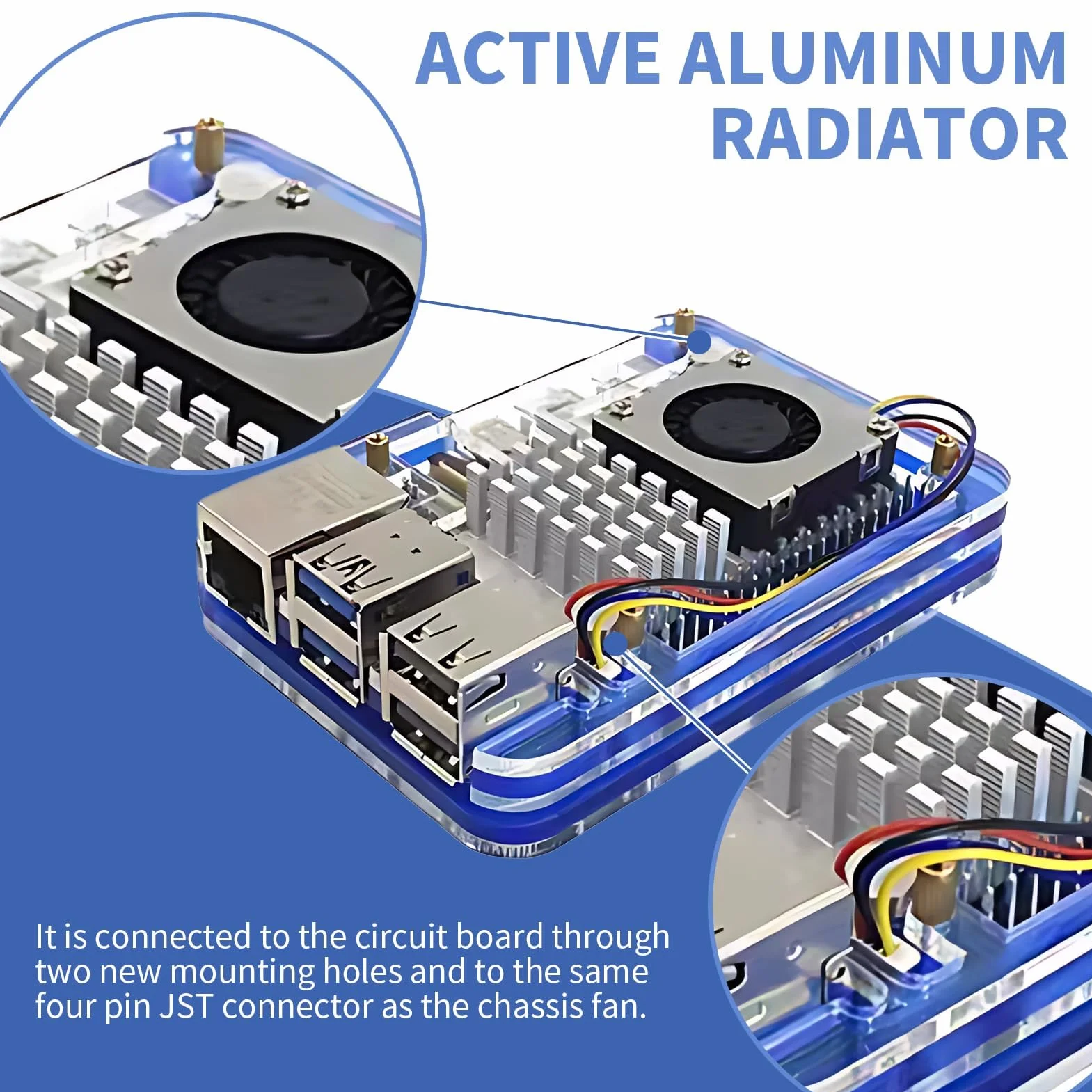 Dissipatore di calore attivo con ventola per Raspberry Pi 5 - Potente sistema di raffreddamento della CPU - Dissipatore di calore in alluminio anodizzato con pad termico - Controllo PWM integrato (5V)