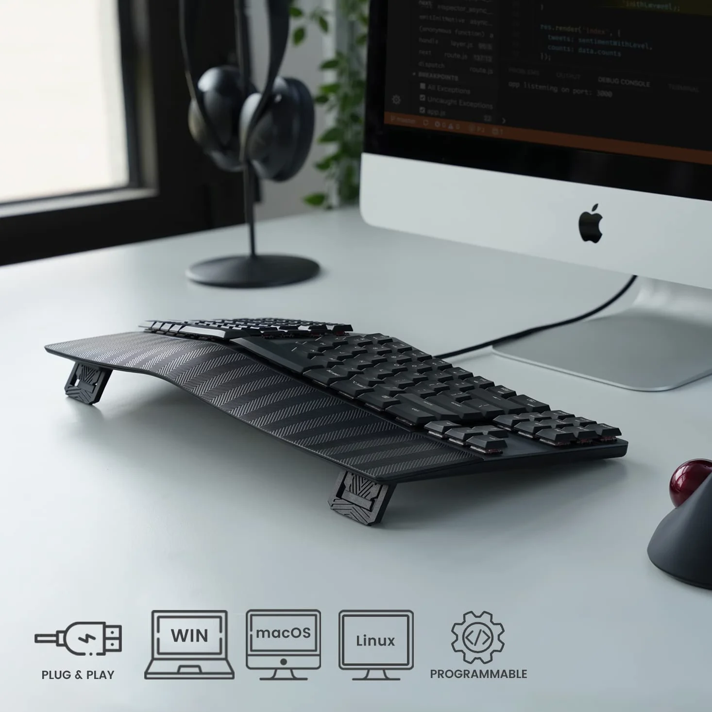 Perixx PERIBOARD-335BL Tastiera ergonomica meccanica compatta con cavo - Tenkeyless - Tasti Clicky blu a basso profilo Macro programmabili Layout Italiano