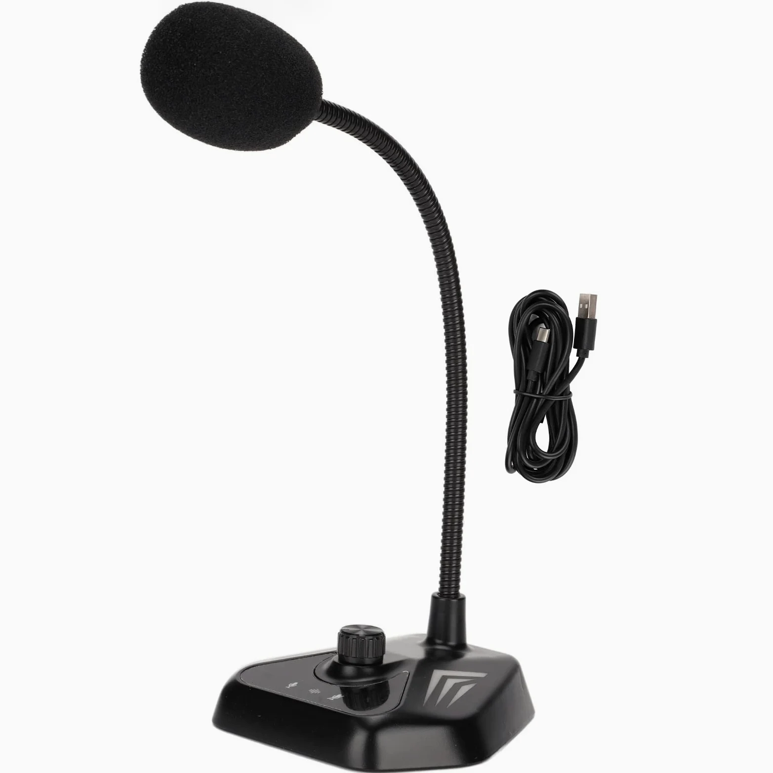 Microfono USB con luci RGB, microfono per computer per giochi e riunioni, microfono a collo di cigno con pickup omnidirezionale a 360° con anti-interferenza, luce respiratoria a