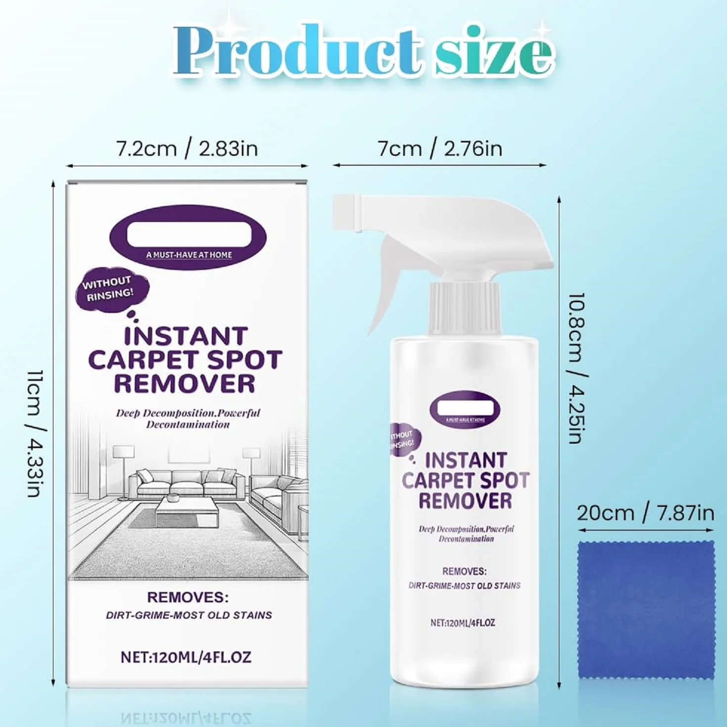 Detergente multiuso per tappeti smacchiatore spray asciugatura rapida (2pcs)