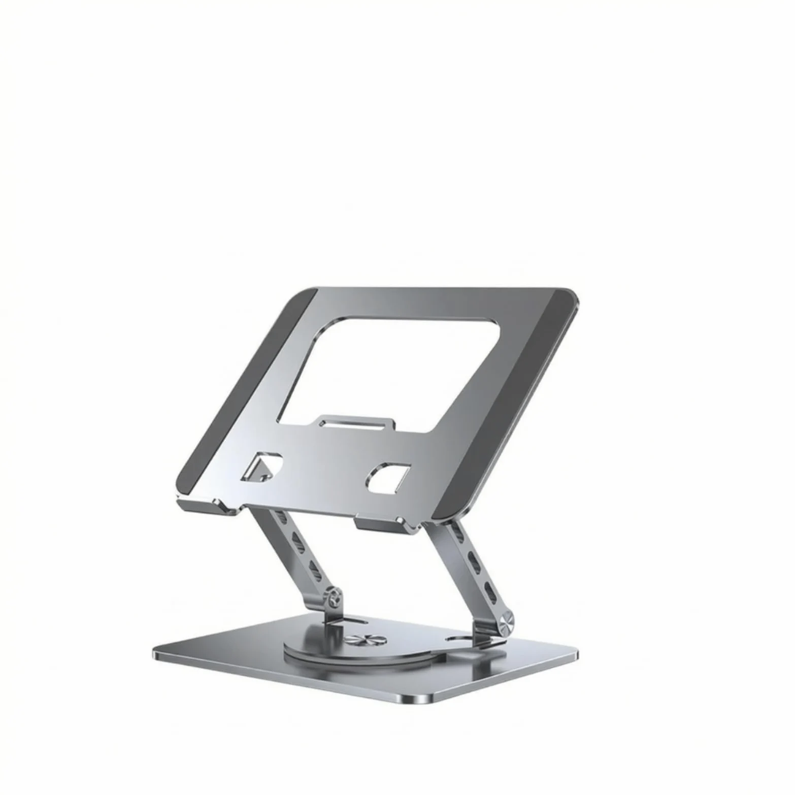 Supporto Girevole a 360° Multiangolo per Professionisti, Argento, Pieghevole, Rotazione A 360 Gradi, Supporto Per Laptop In Lega Di Acciaio