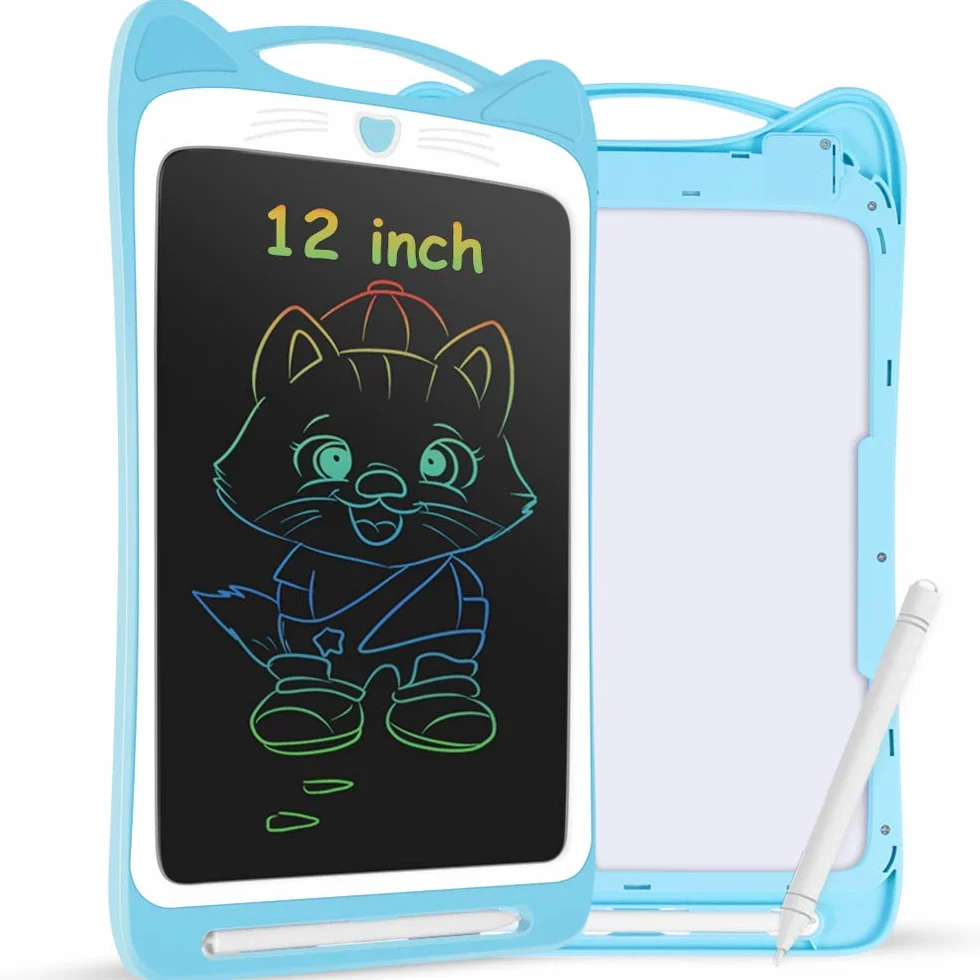 AGPTEK Tavoletta Grafica LCD Scrittura 12 Pollici Colorato con Pulsante di Blocco,Lavagna da Disegno Cancellabile Portatile Tavoletta Scrittura per Bambini Studenti Progettista Blu