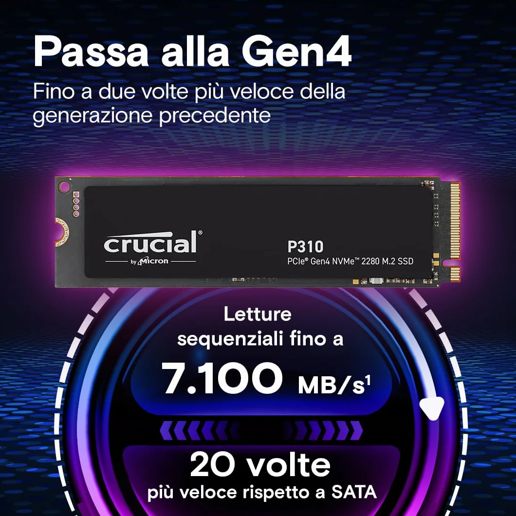 Crucial P310 SSD 1TB PCIe Gen4 NVMe M.2 2280 7100 MB/s