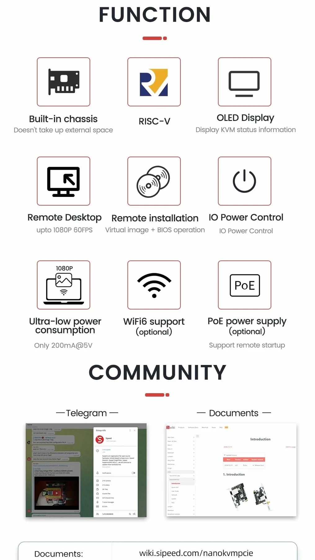 Sipeed NanoKVM Mini Remote Control Server, 1TOPS NPU 1GHz C906 RISC-V Linux Single Board Computer (PCIE, PoE, 16 GB Kit)