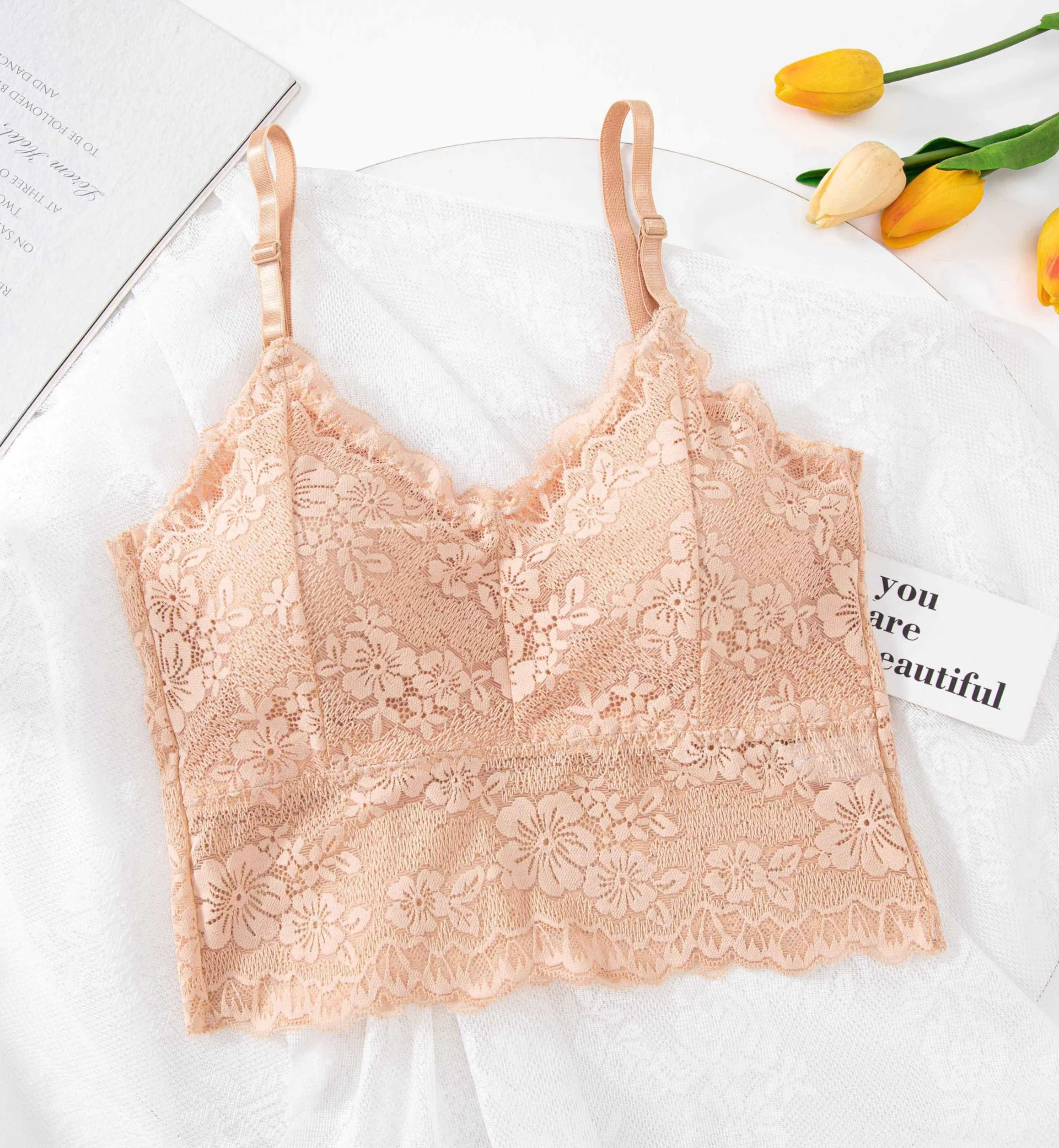 Reggiseno in pizzo da donna con imbottitura senza ferretto