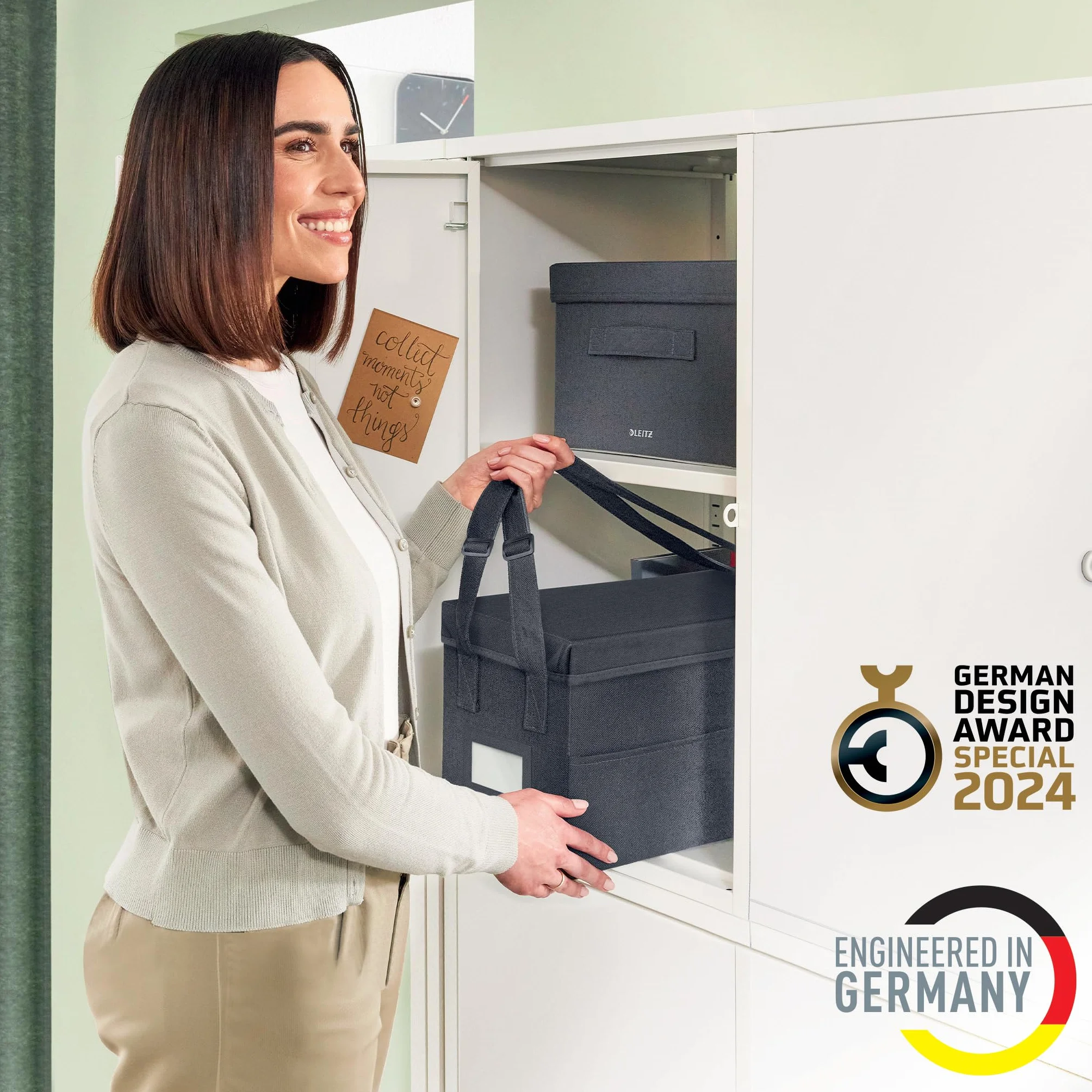Leitz Hot Desking, Borsa da Lavoro mobile con chiusura, 3 Scomparti, Manici Regolabili, Tracolla, Targhetta Portanome, Ottima per scrivania condivisa per Laptop fino a 16" e accessori, Grigio Velluto