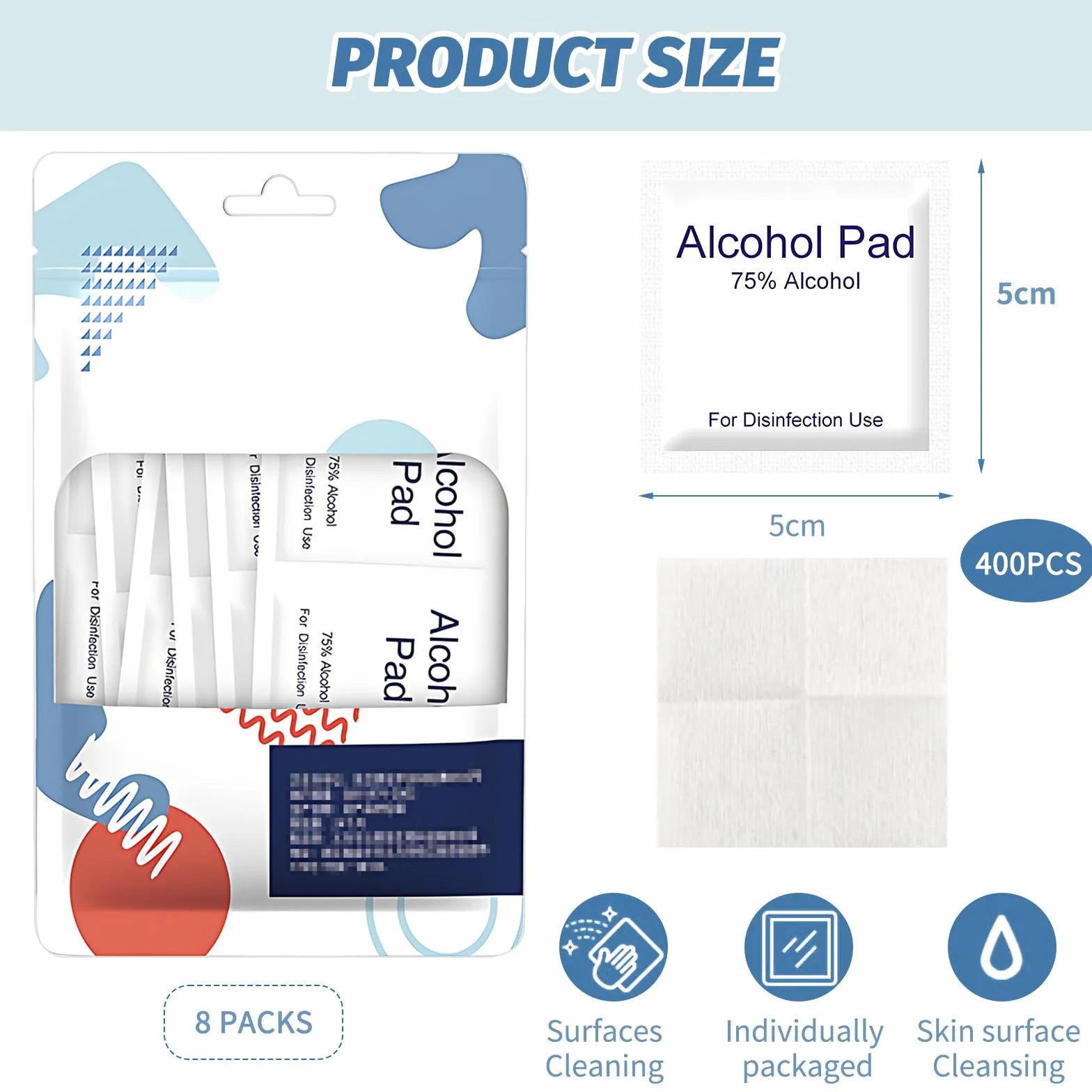 Alcohol Wipes 400 Pezzo 5×5CM Confezionati Singolarmente per Igiene Pulizia Telefoni Cellulari Occhiali Tastiere