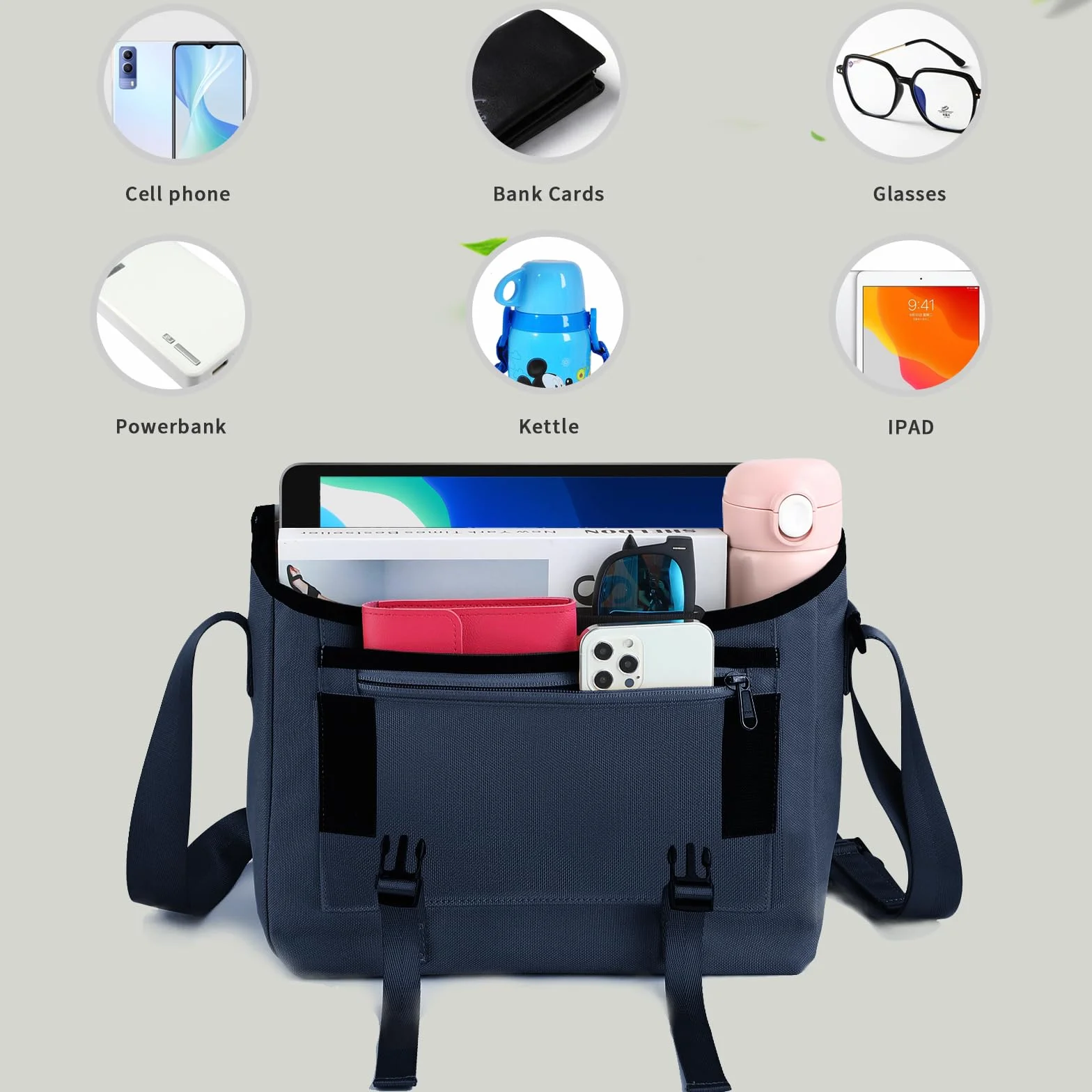 SIMTOP Borsa Tracolla Uomo Sling Bag Borsa Messenger Bag Con Tracolla Imbottita Borsa di Scuola Bag per il lavoro, Scuola, Business All'aperto Ufficio Uni Travel Everyday