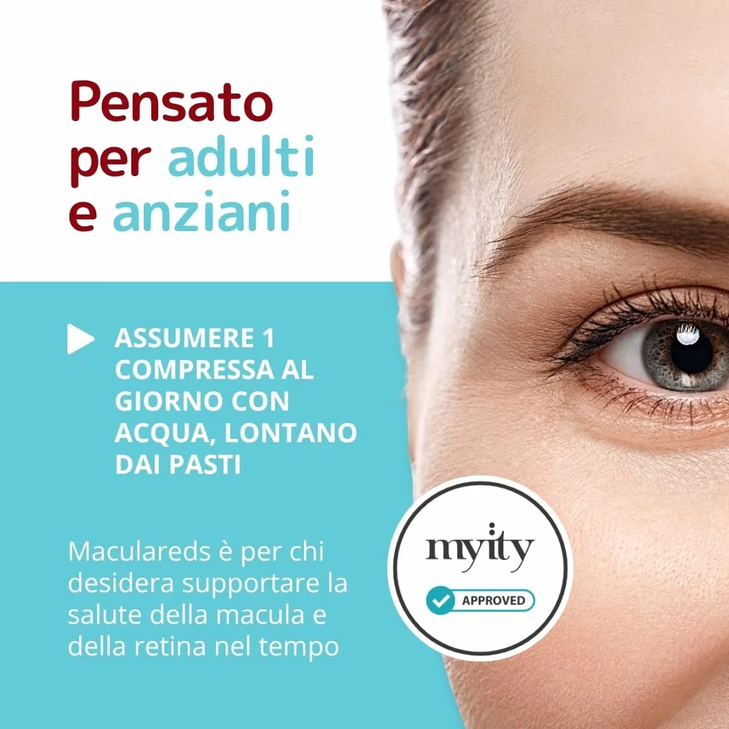 Maculareds Salute della Vista integratore luteina zeaxantina vitamine zinco 30 compresse 650 mg azione antiossidante