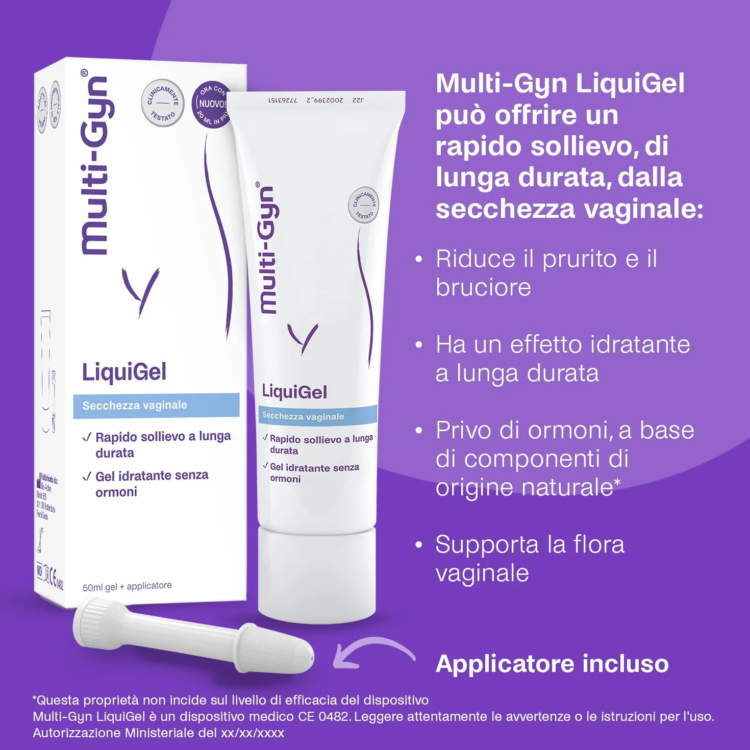 Multi-Gyn LiquiGel Crema Intimo Donna 50ml Gel Idratante Contro Secchezza Vaginale e Prurito