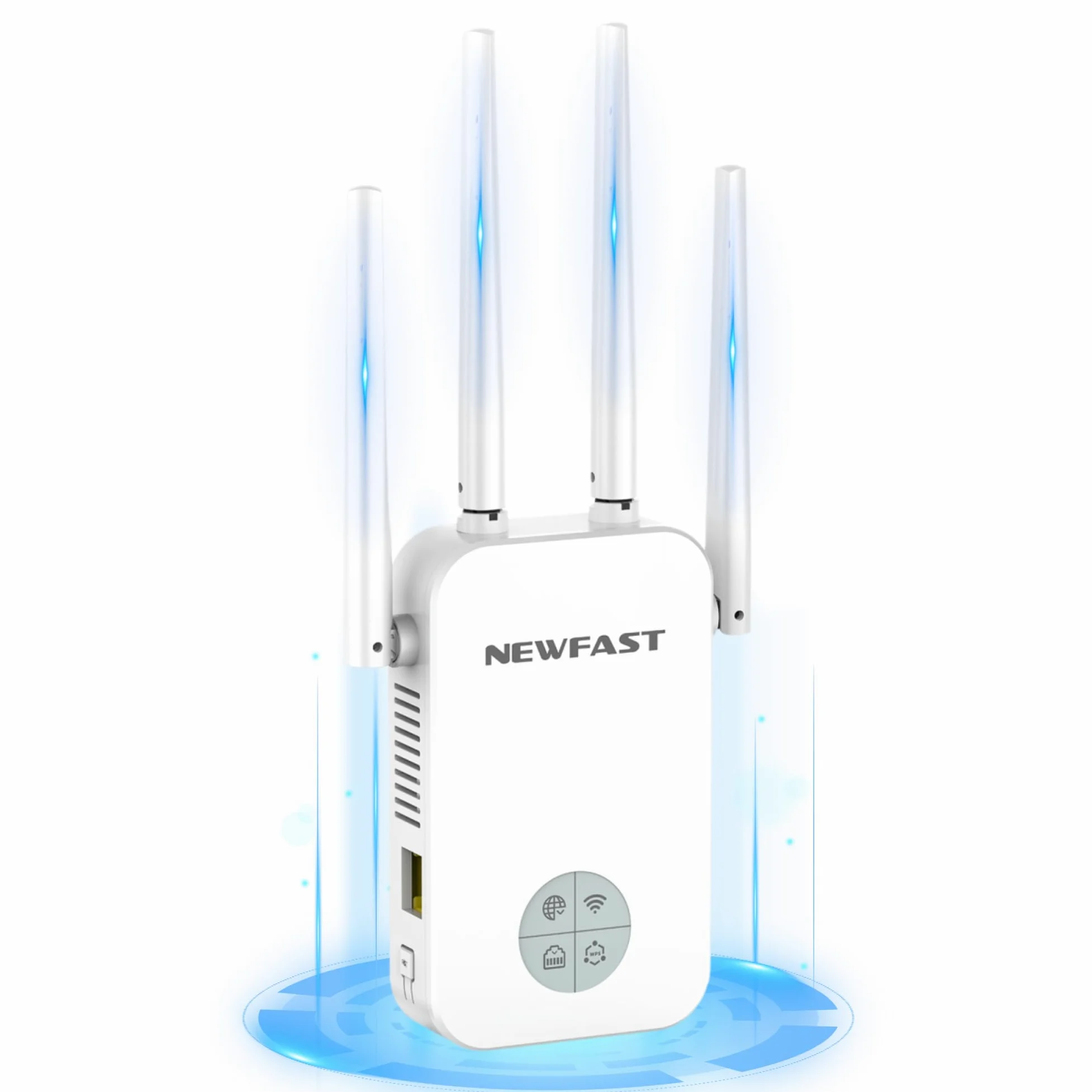 NEWFAST Ripetitore WiFi Potente 1200Mbps WiFi Extender Dual Band 2.4G/5GHz | 4 Antenne ad Alto Guadagno, Porta Ethernet, WPS, Display Intelligente, Amplificatore WiFi Supporta 3 Modalità