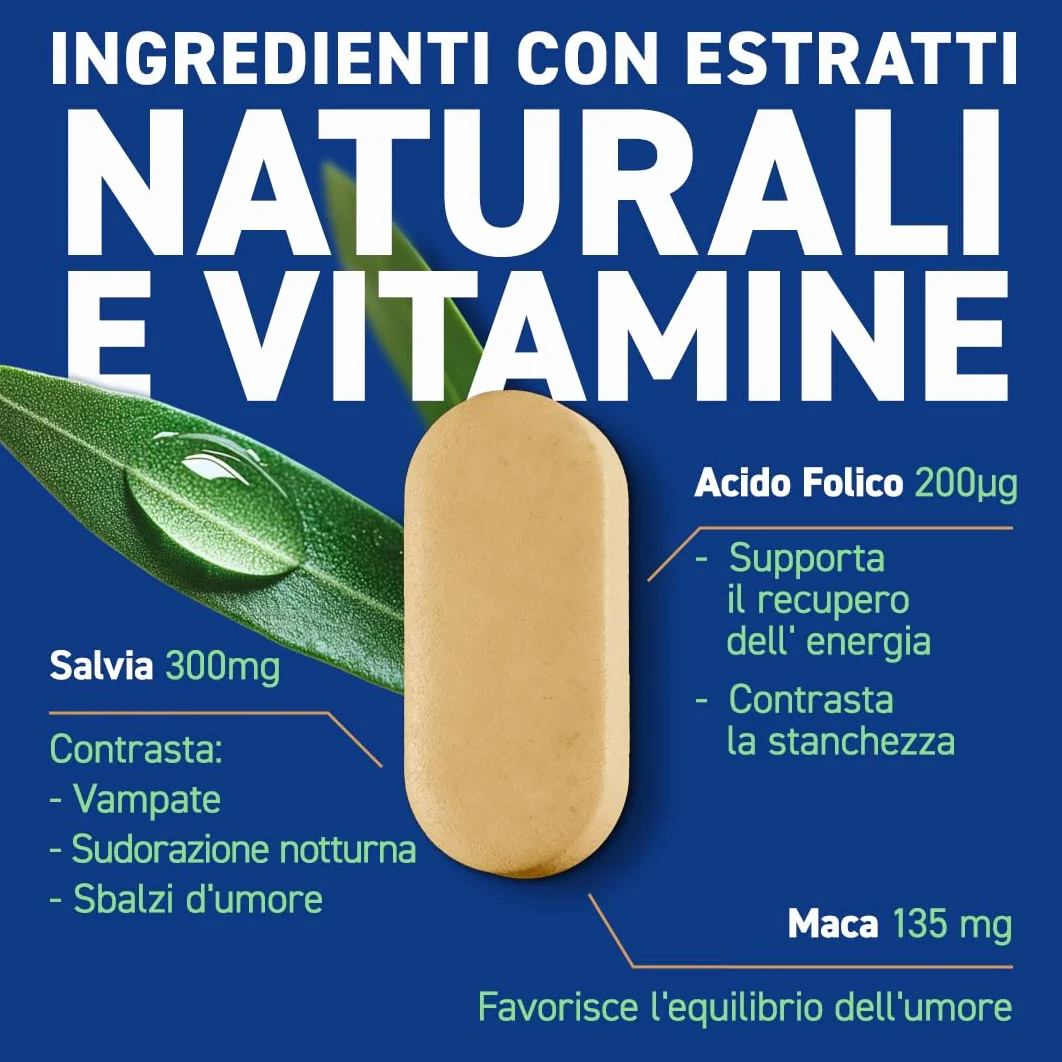 Ymea 8 in 1 Integratore Alimentare Menopausa, 60 Compresse, Supporta Metabolismo e Salute Ossa