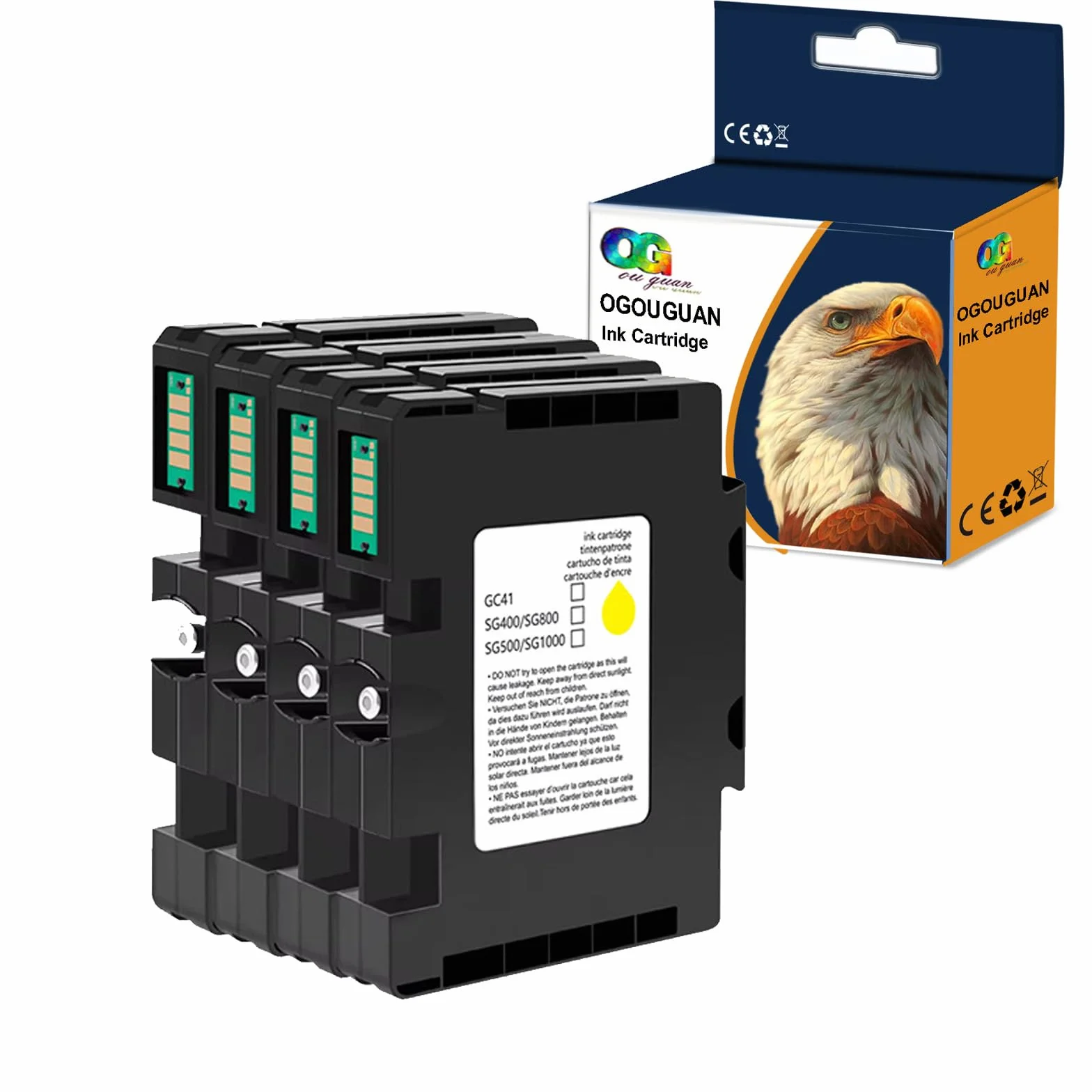 CAIDI - Cartucce d'Inchiostro Compatibili per Stampante a Sublimazione Sawgrass Virtuoso SG400 SG800 Ricoh Aifcio SG3100 SG3110 SG7100 (Nero/Ciano/Magenta/Giallo)