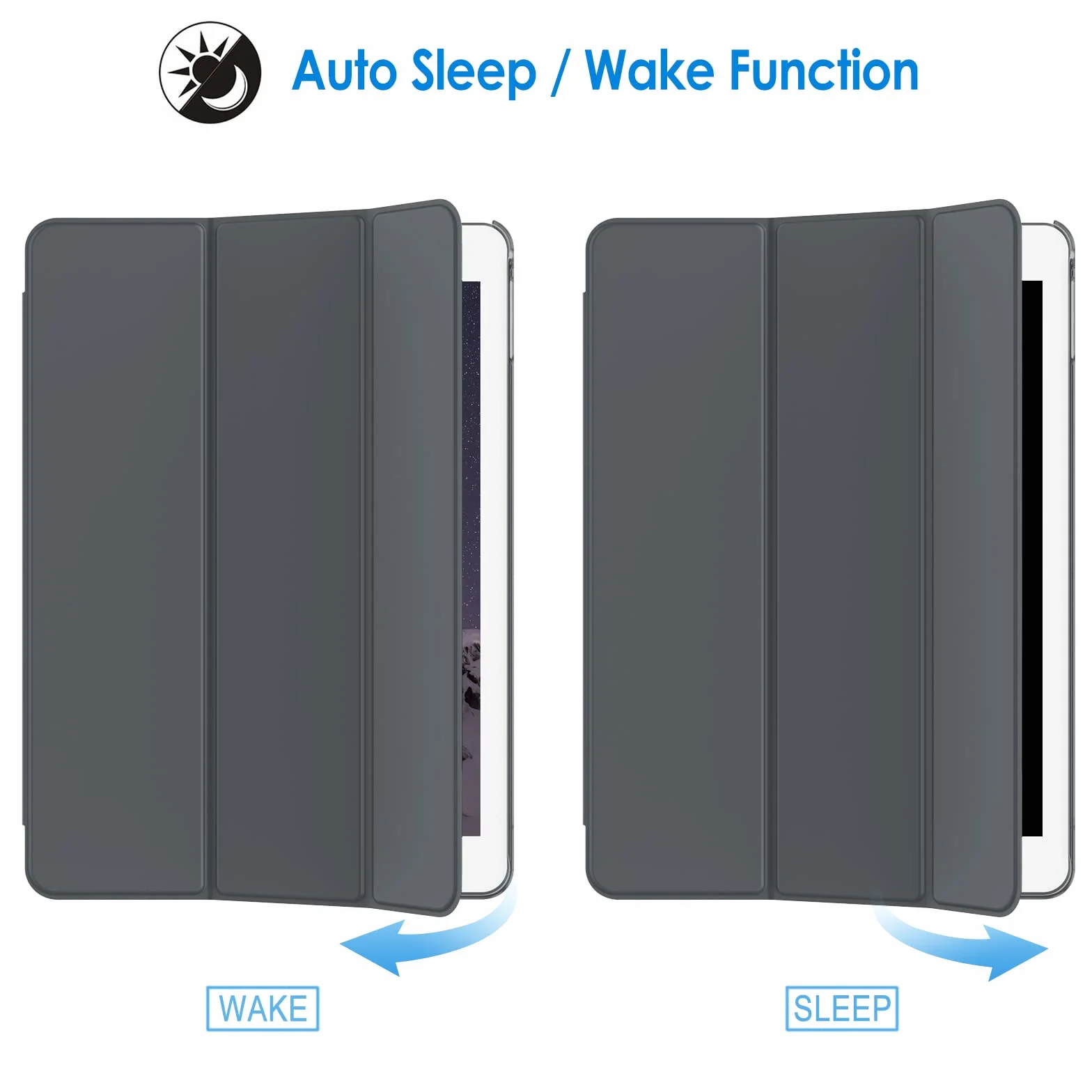 JETech Custodia iPad Air 2 Cover Supporto Auto Svegliati Sonno Grigio Scuro