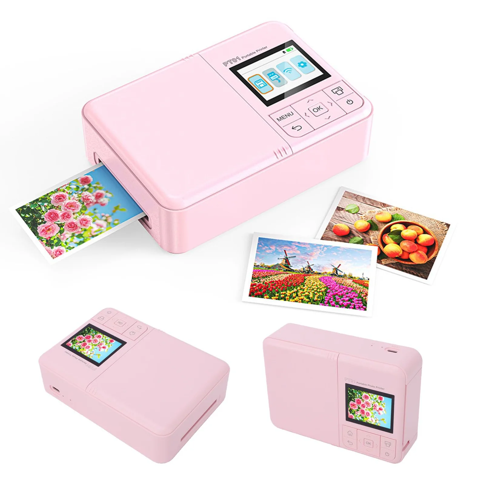Annadue Stampante Fotografica Portatile 2x3, Stampante per Immagini a Colori a Getto D'inchiostro WiFi Bluetooth 600 DPI con 10 Fogli per Telefono