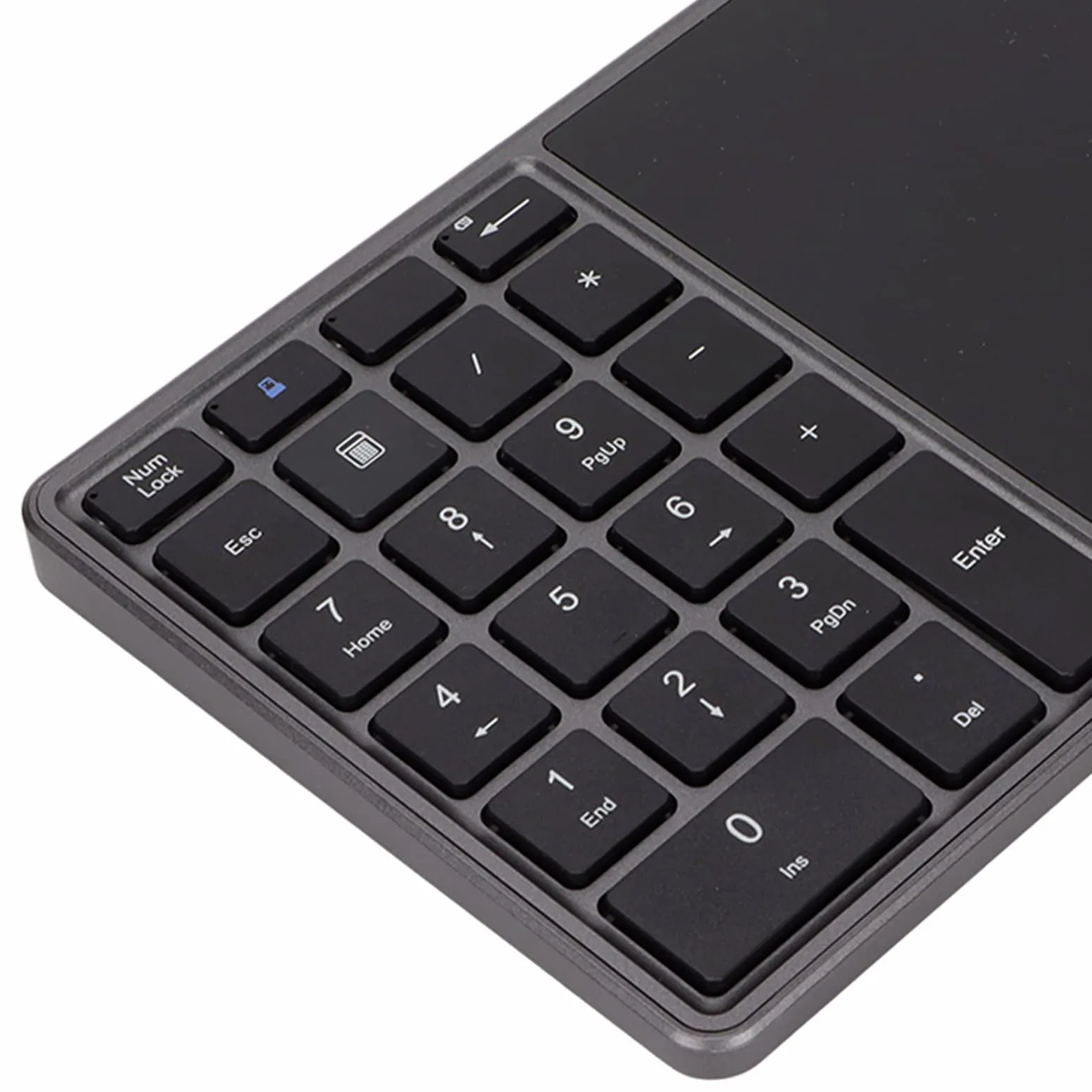 Fockety Tastierino numerico Senza Fili, Tastiera numerica Portatile Ricaricabile 2 in 1 22 Tasti 2.4G con Supporto touchpad Connessione Bluetooth, Tastiera tastierino numerico Esterno(Grigio)
