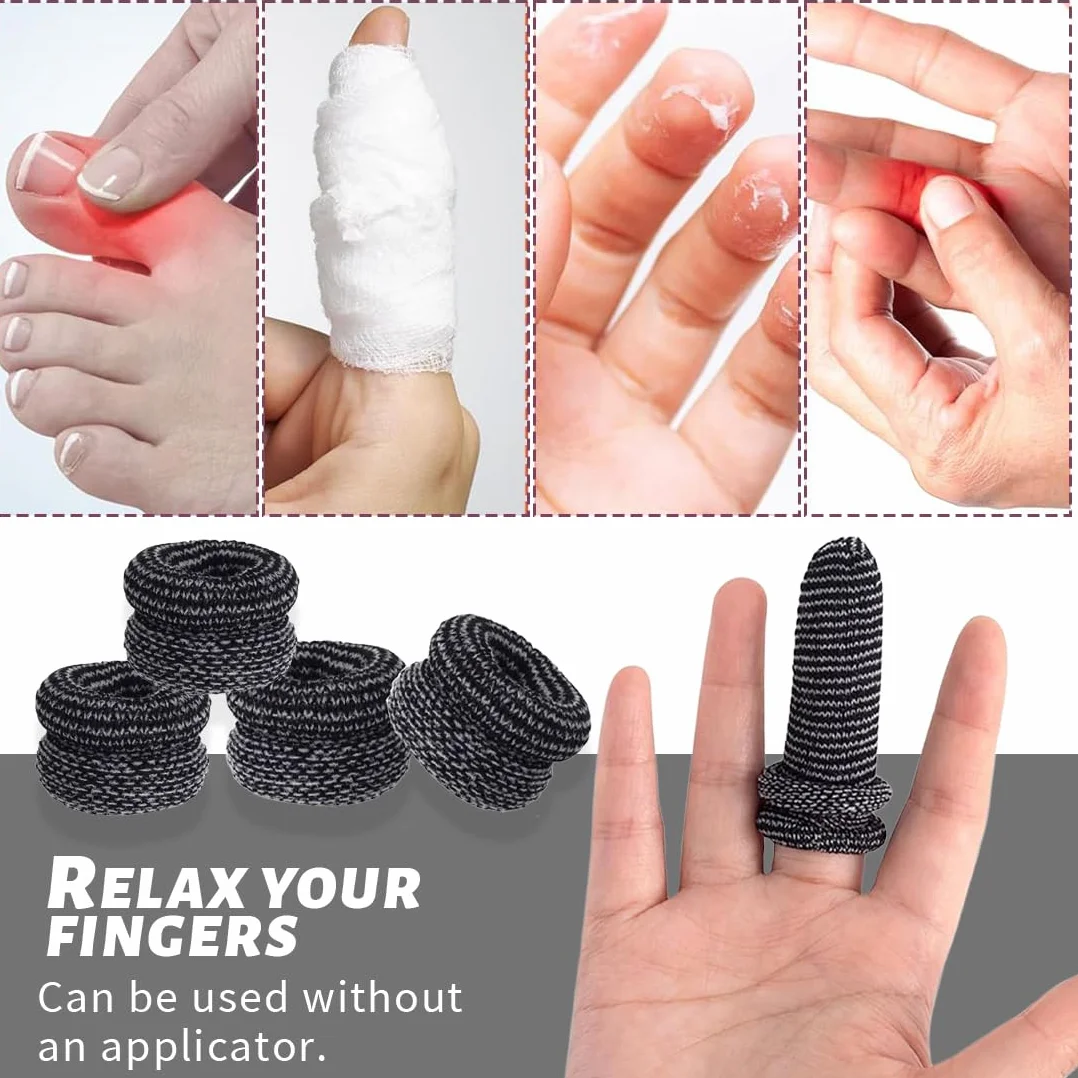 Bendaggio Tubolare per Dita, Bende Proteggi Dita Mano, Fascia Protettiva Traspirante (Nero)