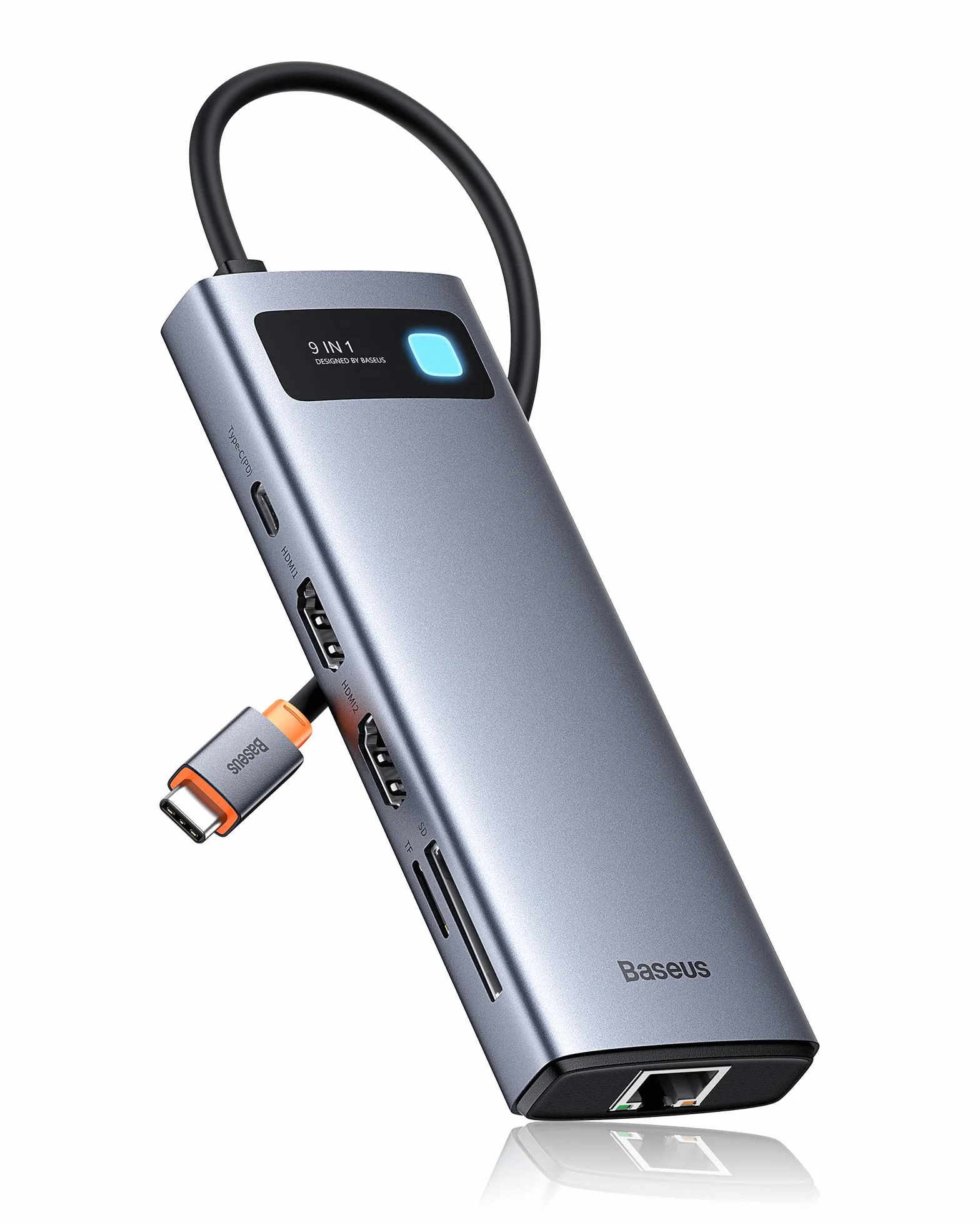 Baseus Docking Station 9 in 1 USB C 4K120Hz, 2 Monitor HDMI, Hub USB C, Ethernet 1000 Mbp, PD 100W, lettore di schede TF/SD, USB 3.0, Adattatore per MacBook/Dell/HP/Lenovo e altri PC