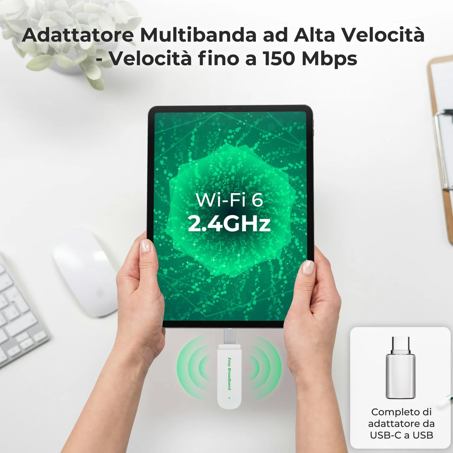 EIOTCLUB Chiavetta USB 4G LTE con WiFi 6 Router Hotspot Portatile fino a 150 Mbps Modem Internet Plug & Play