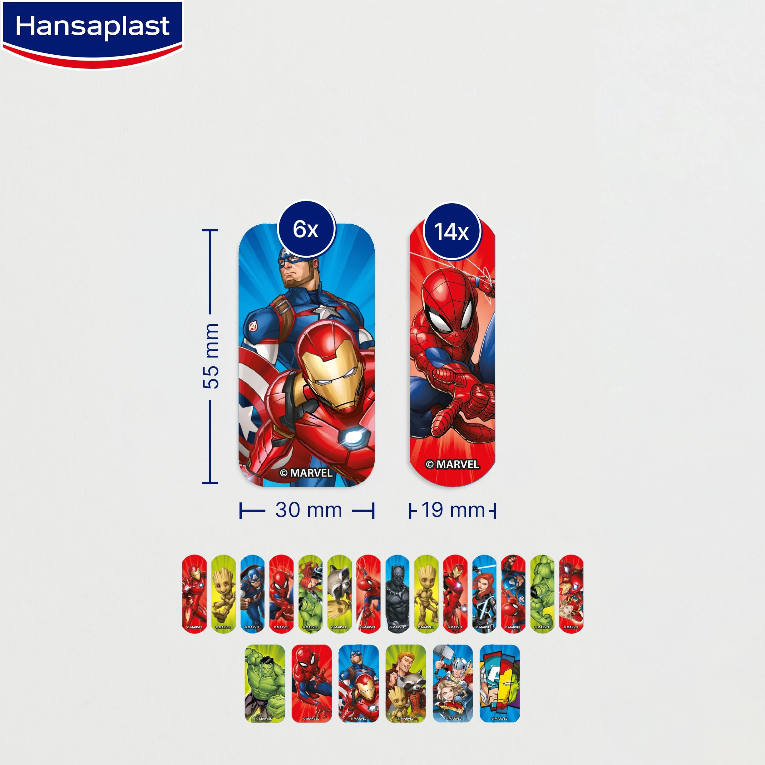 Hansaplast Cerotti MARVEL Spider-Man Capitan America Hulk 20 sztuk