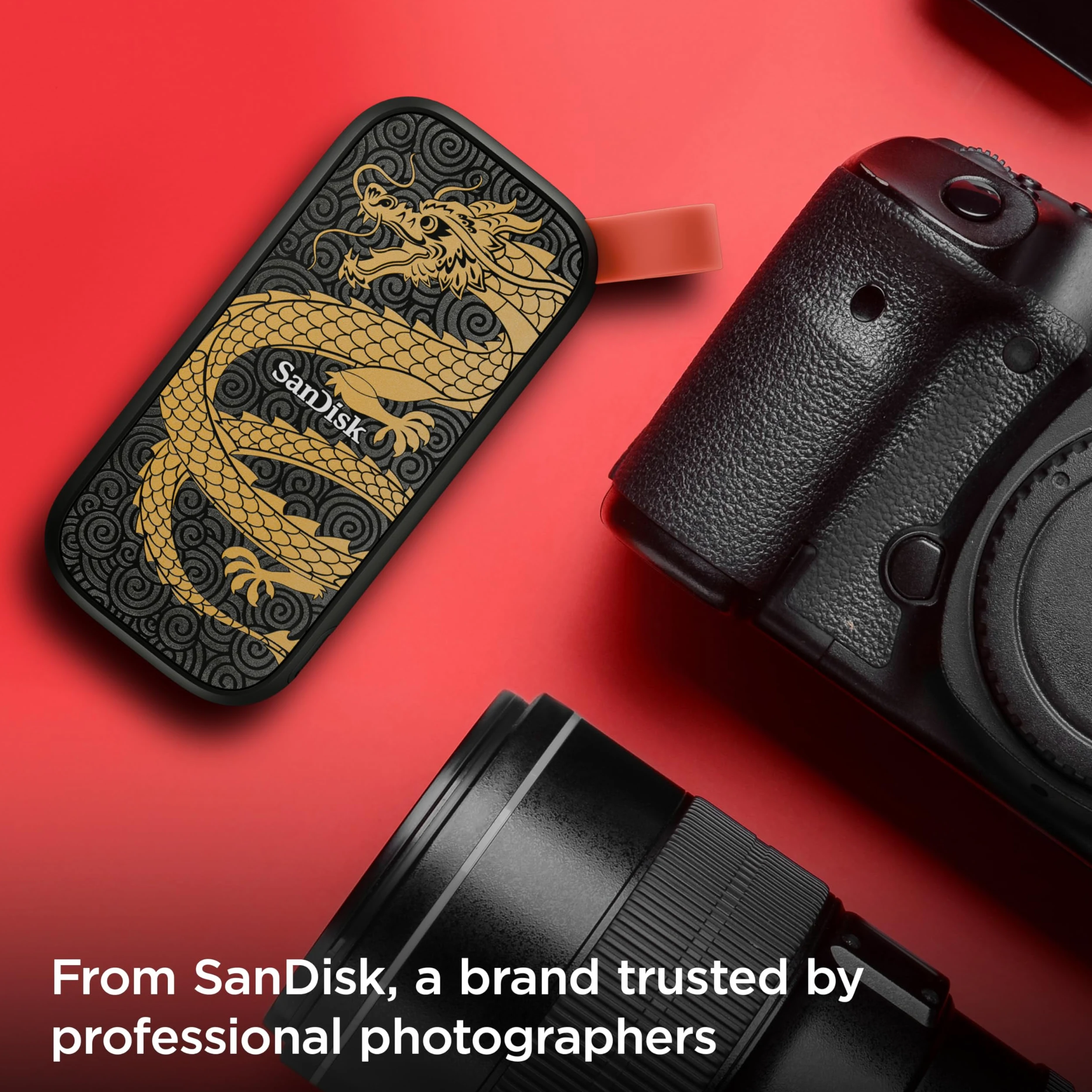 SanDisk SSD portatile da 1 TB, Dragon Edition, fino a 800 MB/s, USB-C, USB 3.2 Gen 2, firmware aggiornato, unità SSD esterna - SDSSDE30-1T00-GD25