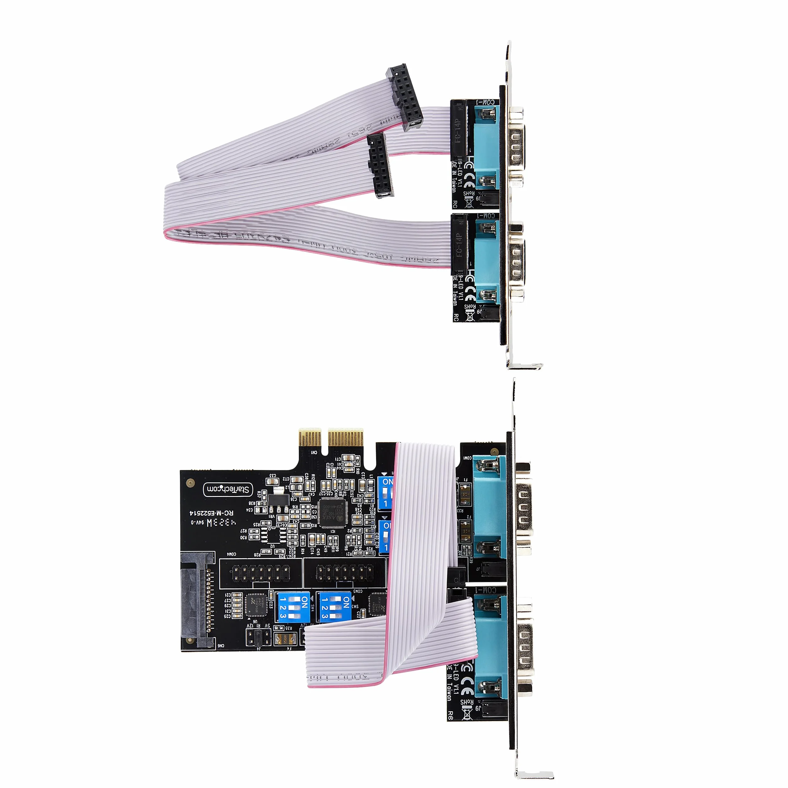 StarTech.com Scheda seriale PCIe a 4 porte, scheda seriale PCI Express a RS232/RS422/RS485 DB9, staffe standard/basso profilo, UART 16C1050, protezione ESD, Windows/Linux (PS74ADF-SERIAL-CARD)
