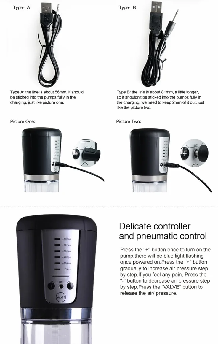 Pompa Pene per Uomo, Vacuum Device Elettrico Aspira Pene Automatico - Ricarica USB