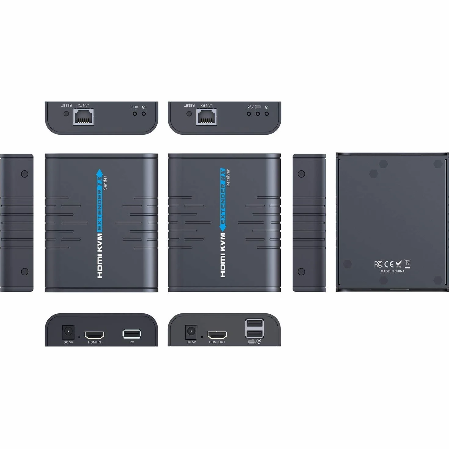 AGPTEK USB HDMI KVM Extender su Singolo Cavo Ethernet Cat 5/5E/6/7- Estensione del Segnale Fino a 120m/365Ft- Supporto Mouse Tastiera USB- Adattatore per Uso residenziale/Commerciale