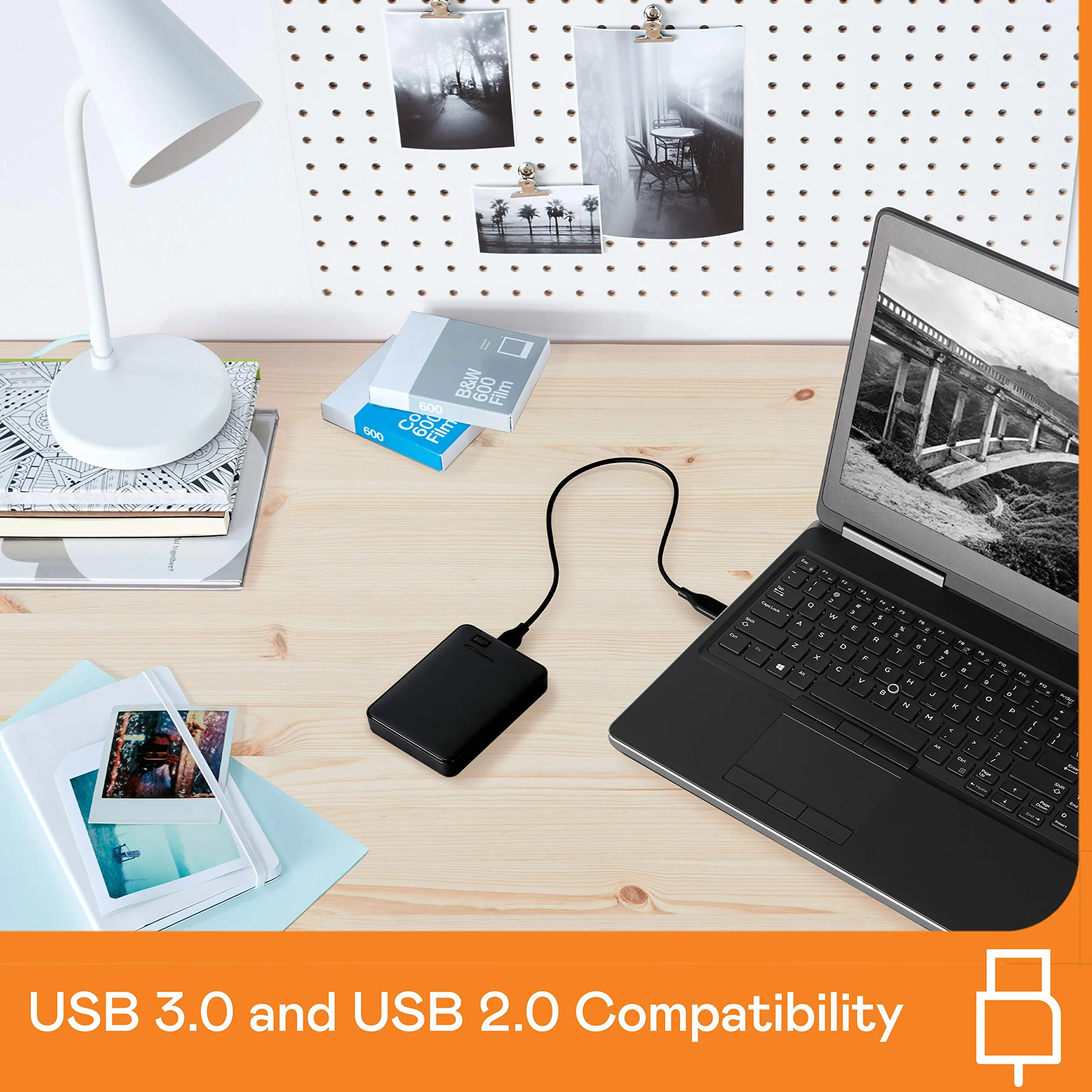 WD 2TB Elements External Portable Hard Drive, USB 3.2 Gen 1 SuperSpeed/USB 3.0, Plug-and-Play, Black