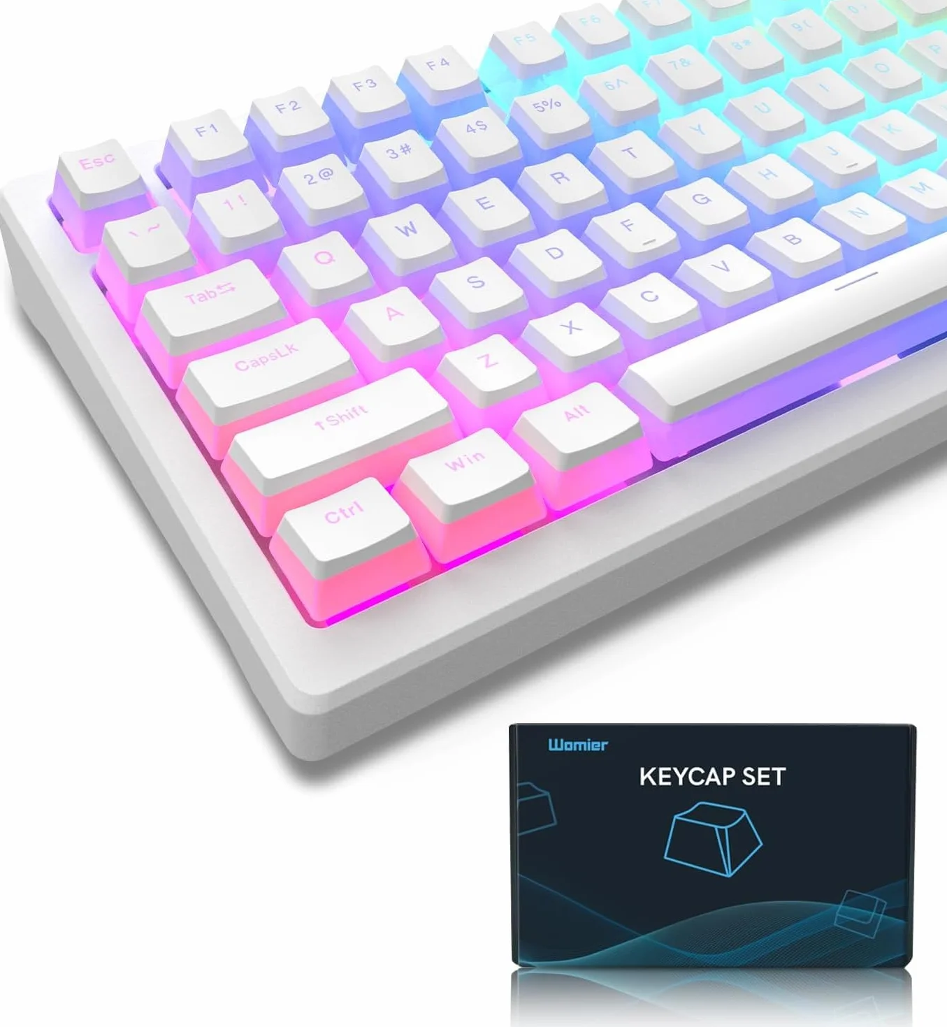 Pudding Keycaps,165 Tasti PBT Keycaps Set QWERTY di personalizzati, profilo OEM dei tasti ANSI US Layout, Compatibilità universale per 100%, 75%, 65%, 60% Tastiera, Bianco (ISO non supportato)