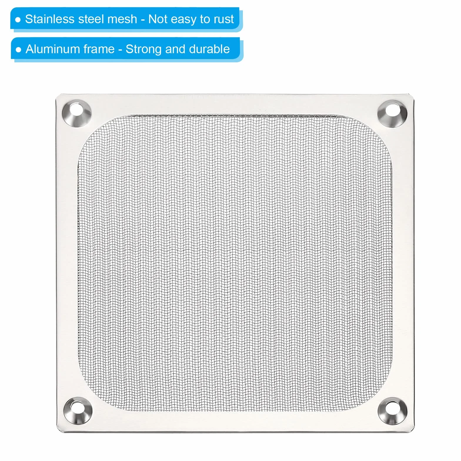 PATIKIL 120mm Ventola Filtro Griglie con Viti, 2pz Alluminio Telaio Inossidabile Acciaio Rete Antipolvere Copertura per Computer Custodia, Argento