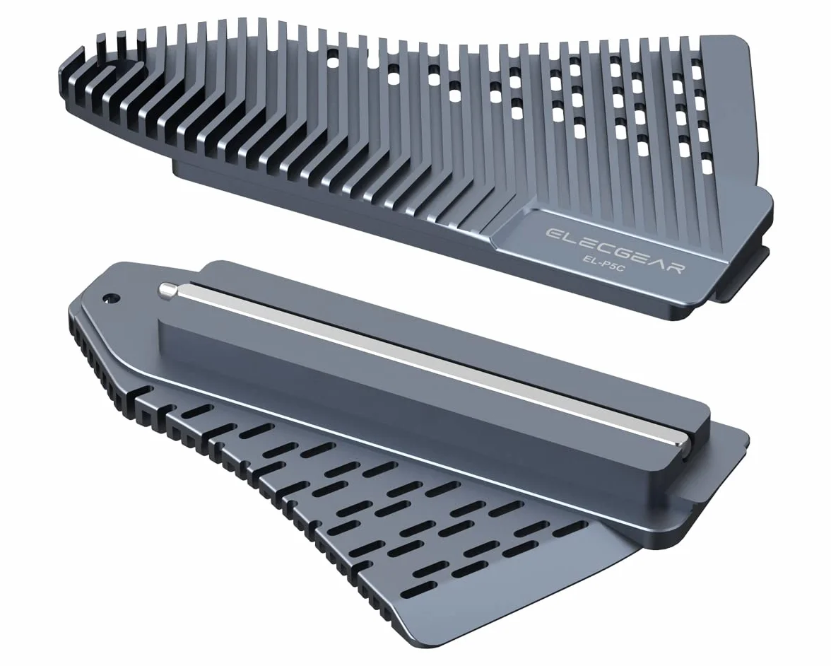 ElecGear PS5 NVMe SSD Dissipatore di Calore, EL-P5C Heat Pipe + Radiatore in Alluminio Heatsink per PlayStation 5 interno PCIe M.2 Gen4 NVMe, Pad Termico e Kit di Montaggio SSD Riprogettato