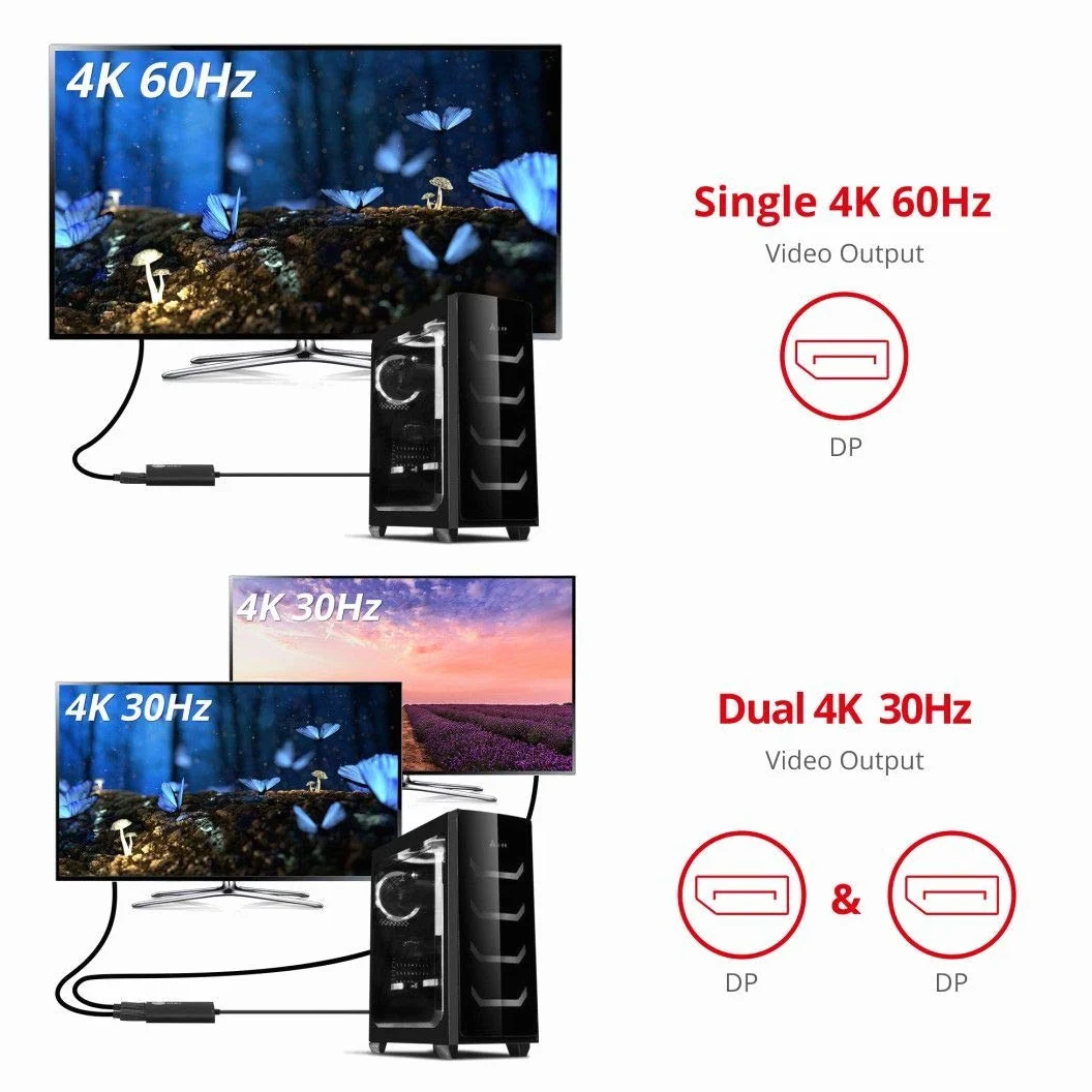 SIIG Mini DisplayPort 1.2 a 2 porte DisplayPort MST Hub Video Splitter, non per HDMI, DisplayPort Daisy Chain Monitor, non per MacOS, conforme TAA (CE-DP0J11-S1)